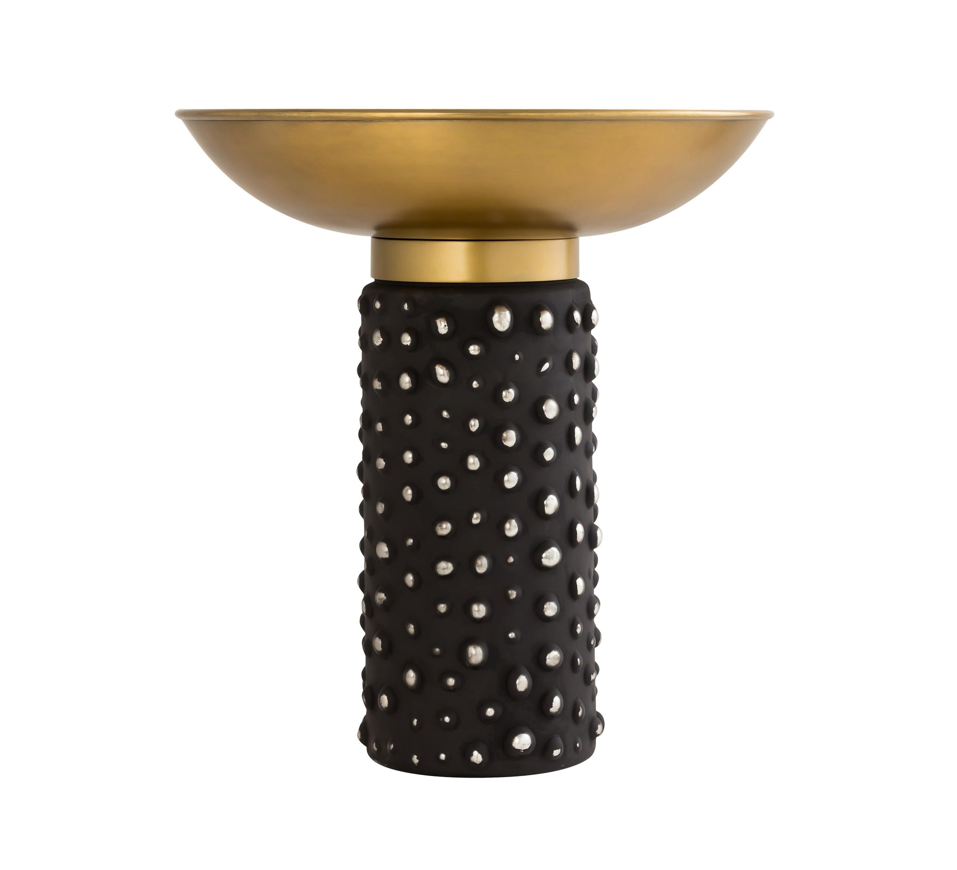 Blaze Glass and Brass Side Table Antique Brass, Black by Tov Furniture