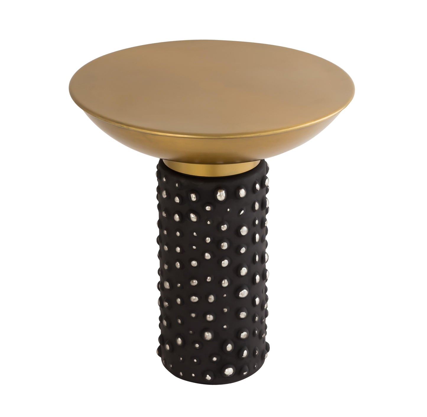 Blaze Glass and Brass Side Table Antique Brass, Black by Tov Furniture