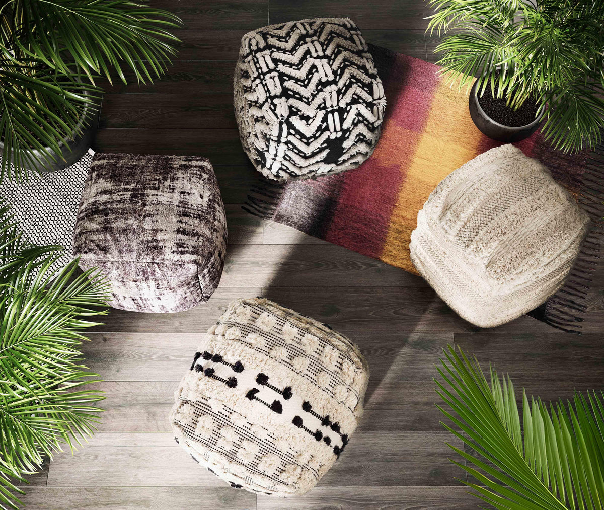 Yorba Beige Cotton Pouf by TOV Furniture – photo 2 of 5
