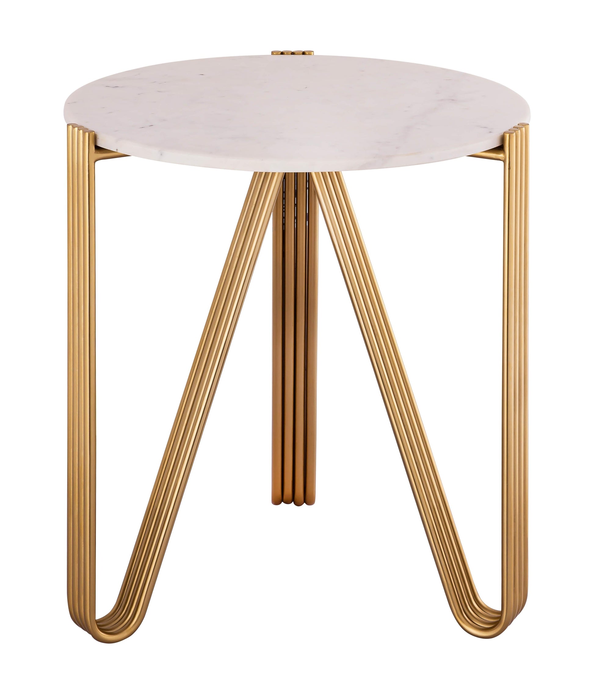 Aya Marble Side Table Gold, White - ON FINAL SALE by Tov Furniture