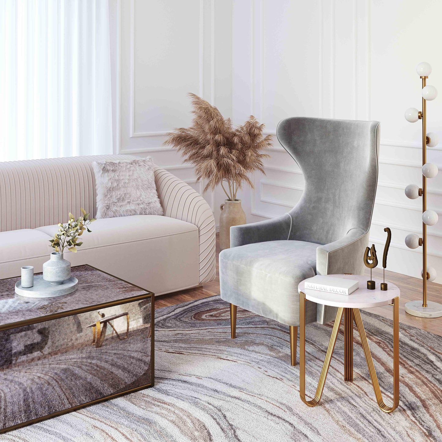 Aya Marble Side Table Gold, White - ON FINAL SALE by Tov Furniture