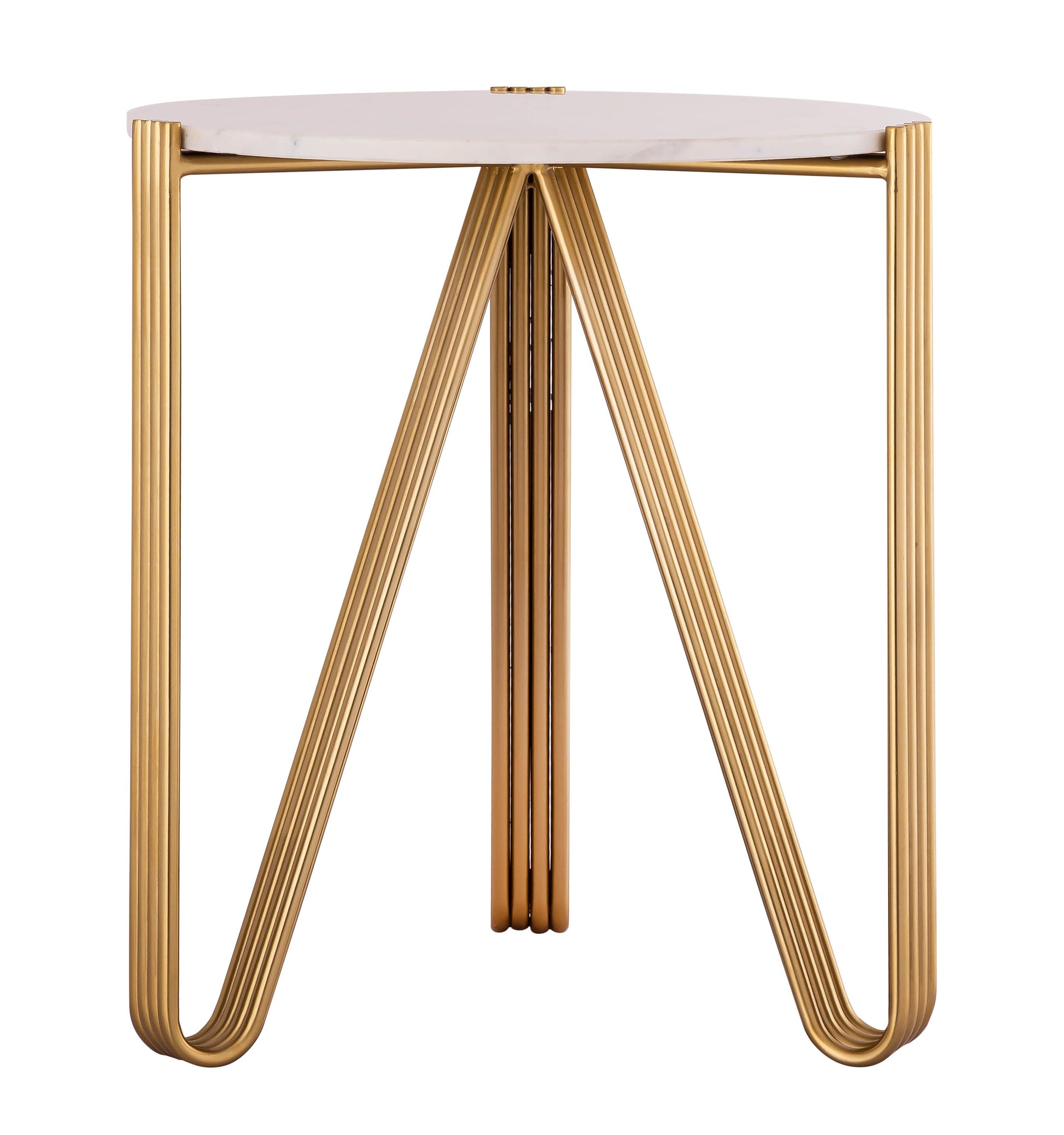 Aya Marble Side Table Gold, White - ON FINAL SALE by Tov Furniture
