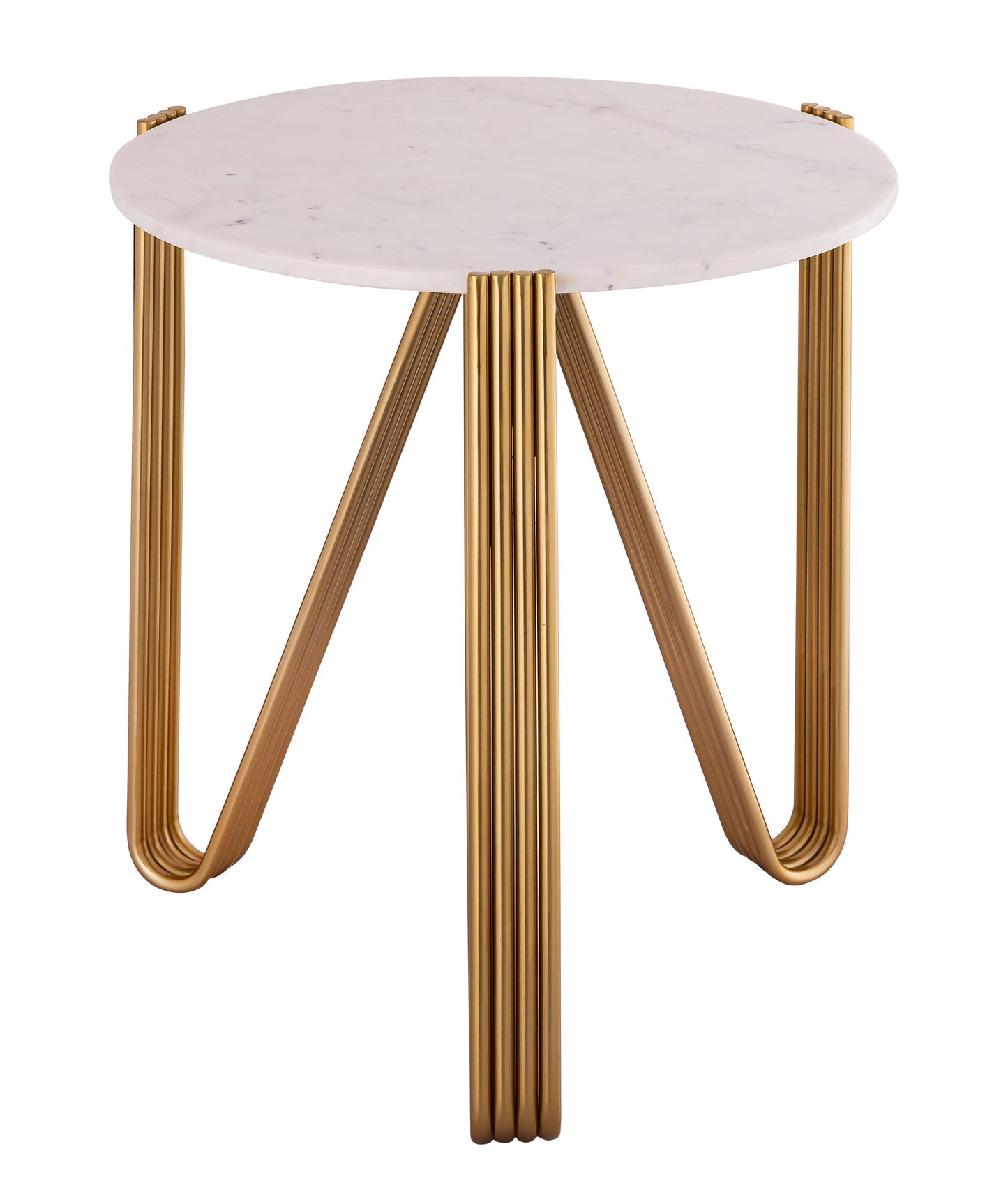 Aya Marble Side Table Gold, White - ON FINAL SALE by Tov Furniture