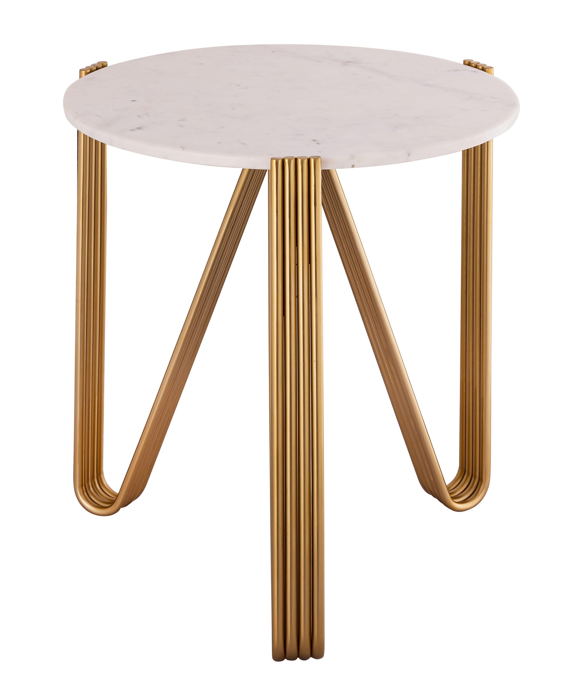 Aya Marble Side Table Gold, White - ON FINAL SALE by Tov Furniture