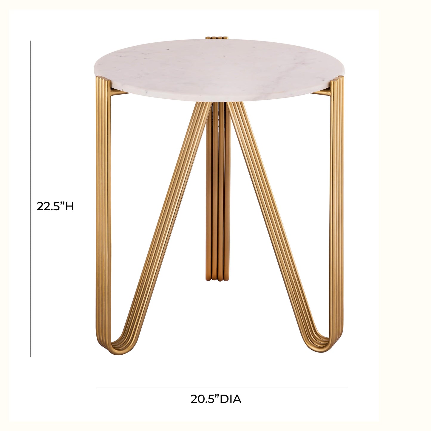 Aya Marble Side Table Gold, White - ON FINAL SALE by Tov Furniture