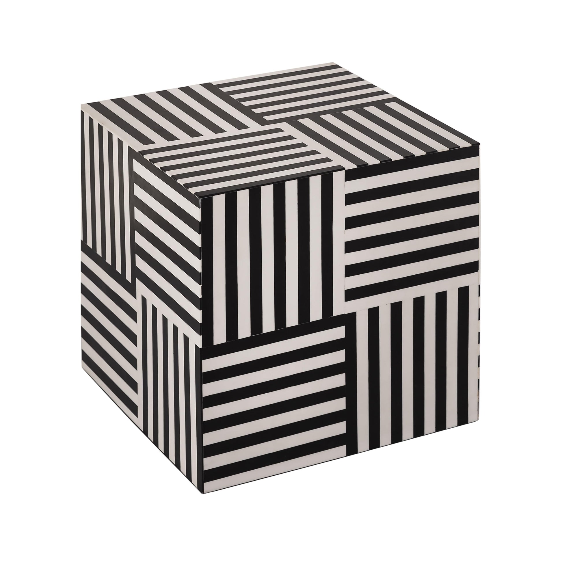 Cube Black and White Side Table Black and White by Tov Furniture