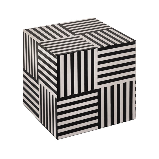 Cube Black And White Side Table by TOV Oc18360