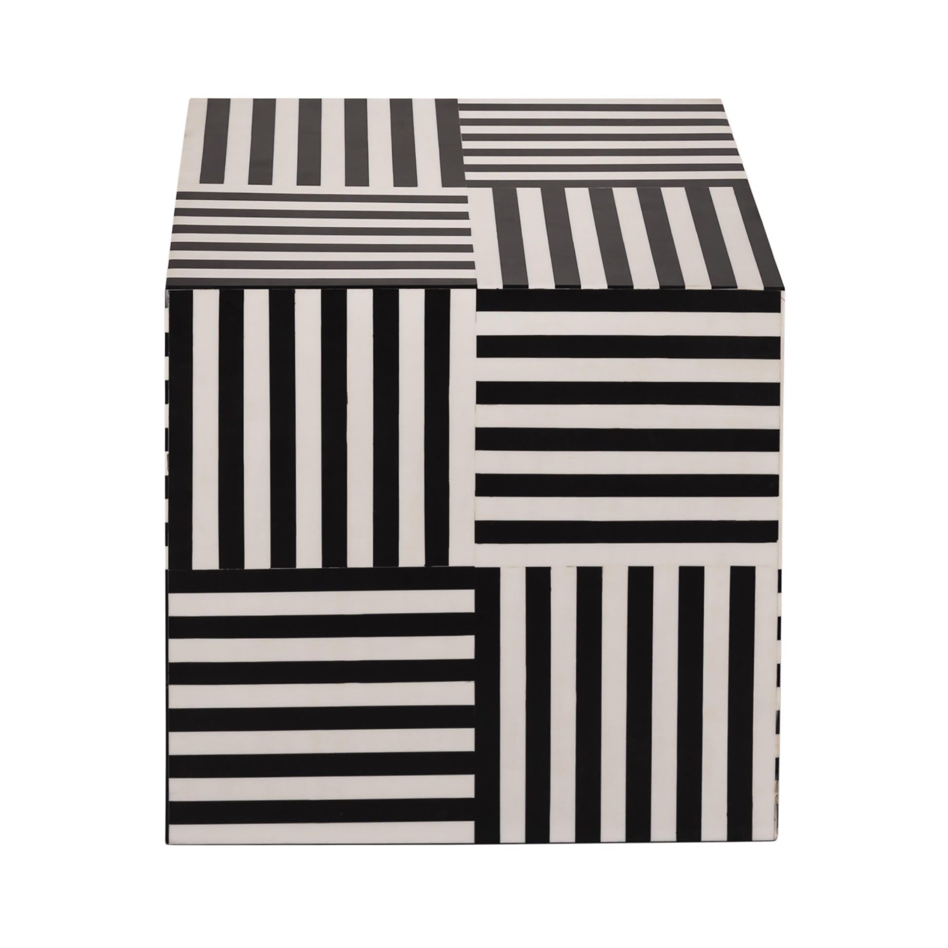 Cube Black and White Side Table Black and White by Tov Furniture