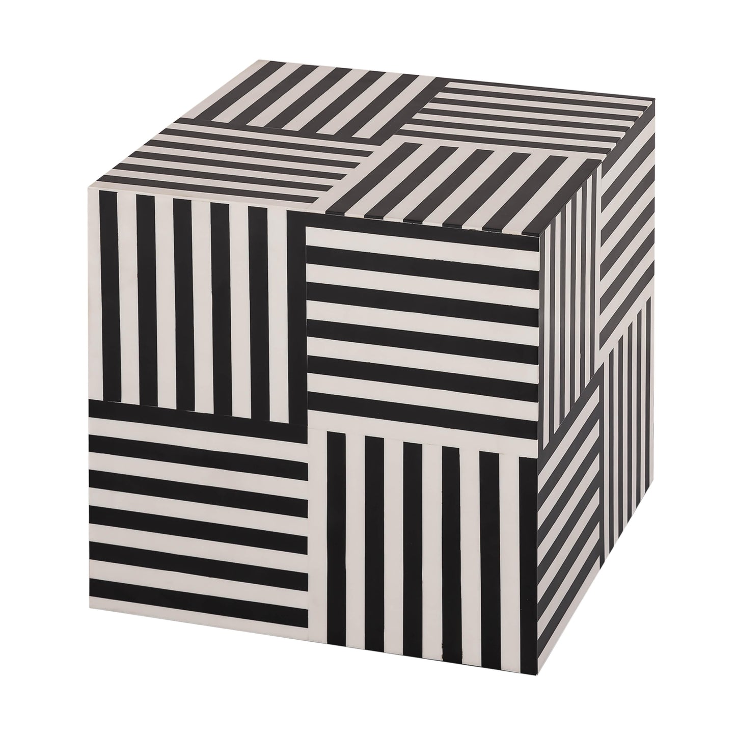 Cube Black and White Side Table Black and White by Tov Furniture