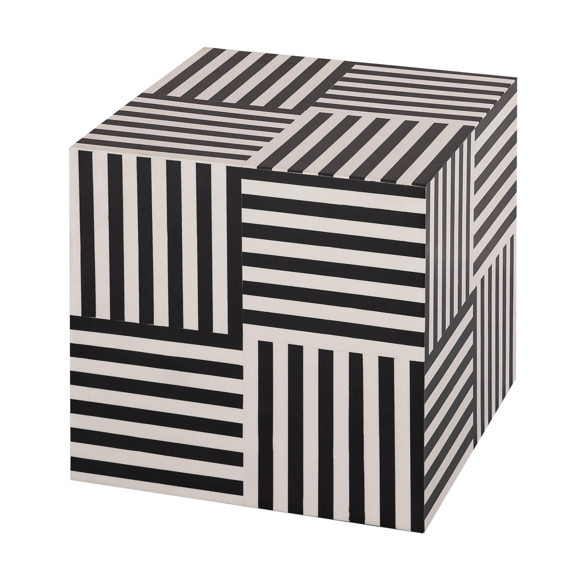 Cube Black and White Side Table Black and White by Tov Furniture