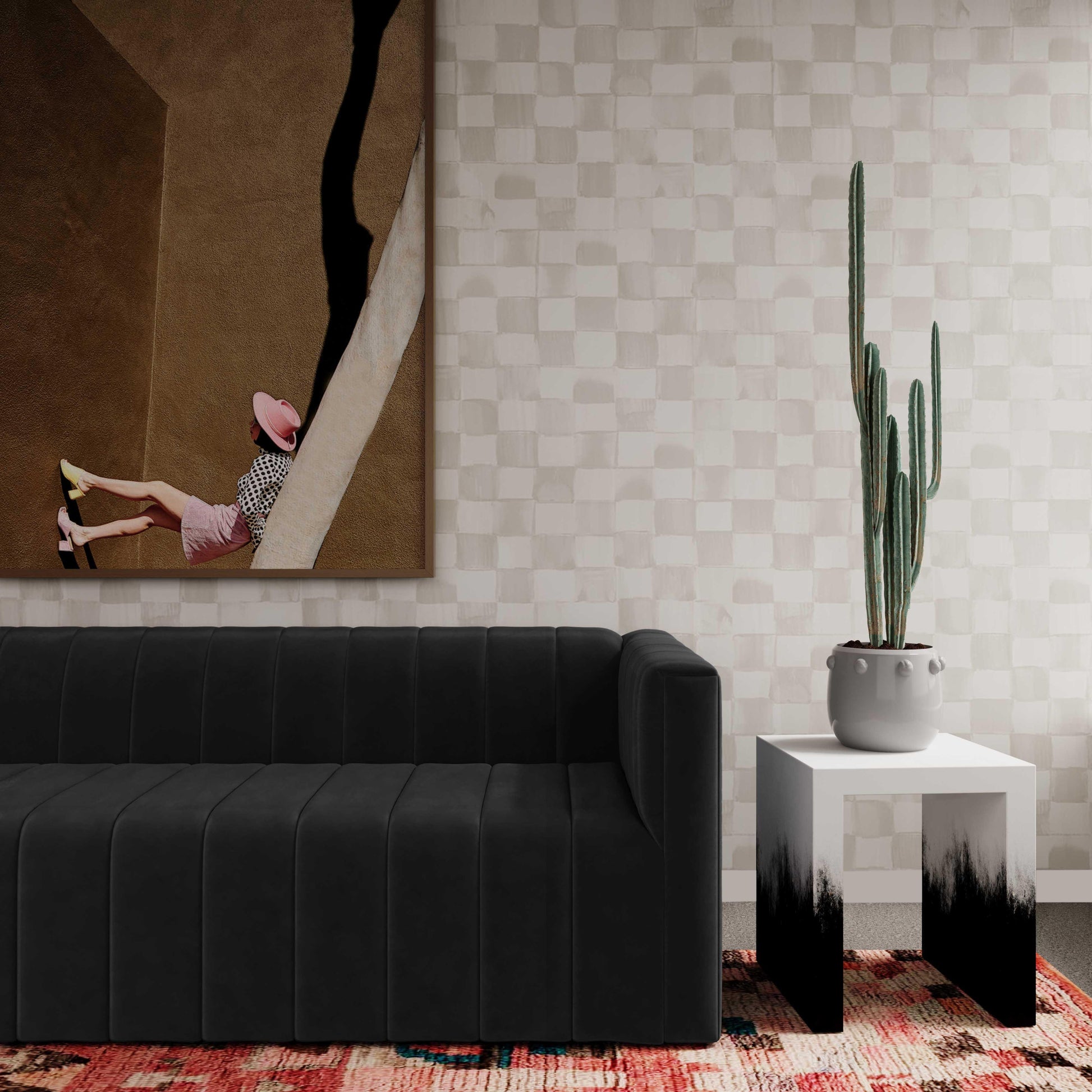 Matra Black and White End Table Black and White by Tov Furniture