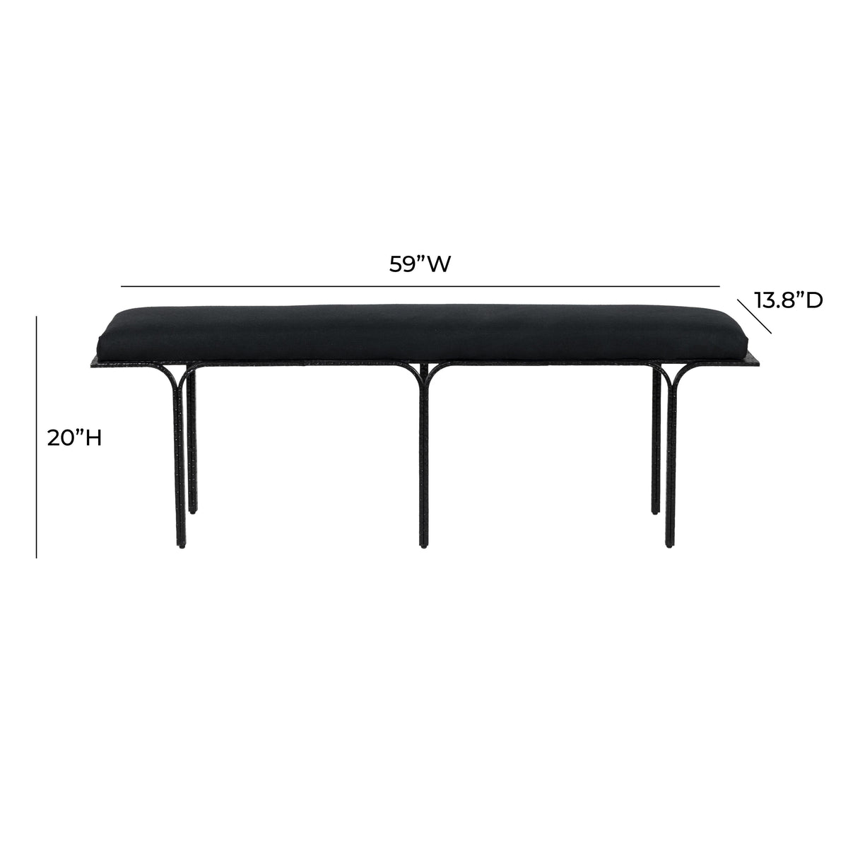 Bryn 59" Black Linen Bench by TOV Furniture – photo 6 of 6