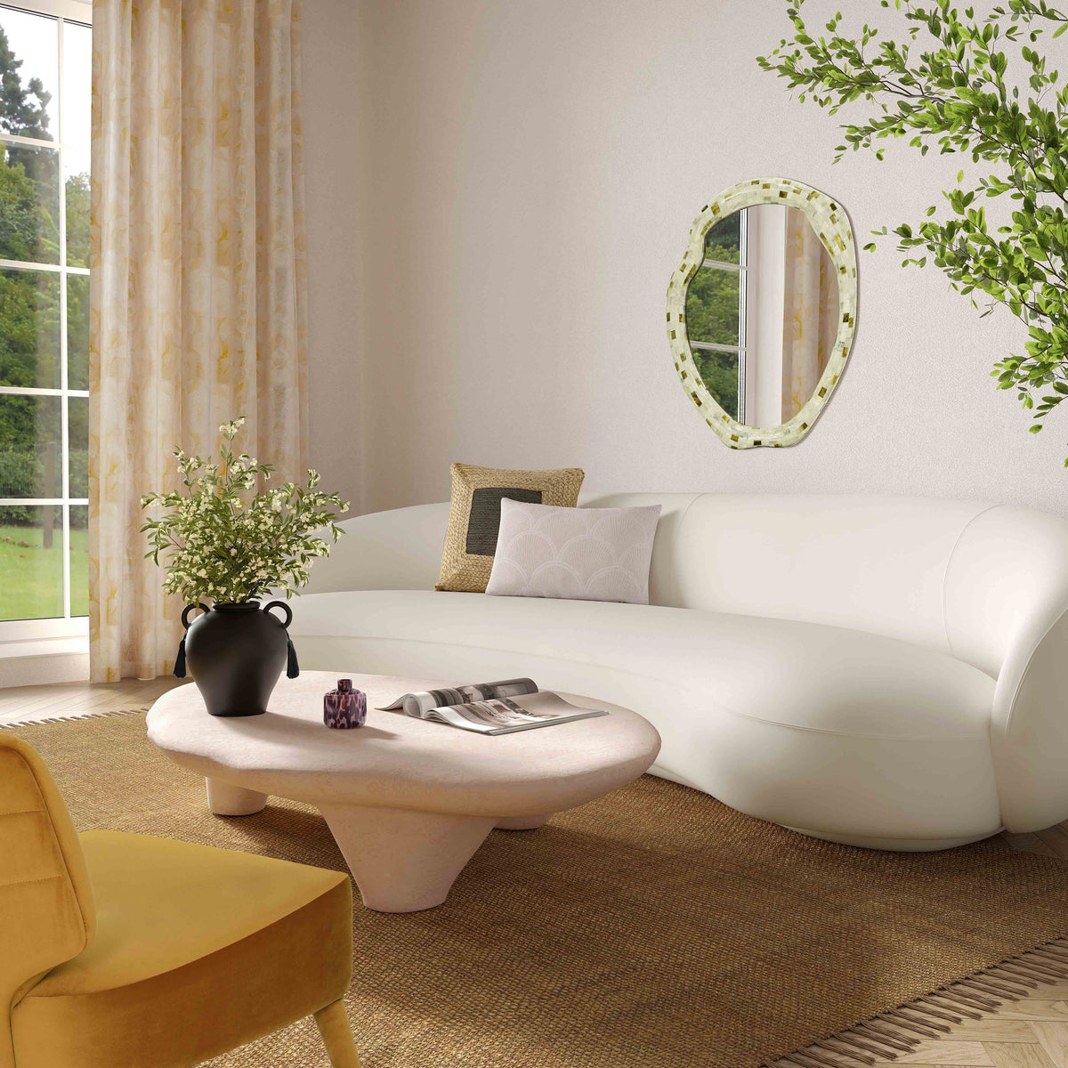 Athen 57" Nude Faux Stone Coffee Table by TOV Furniture – photo 2 of 8