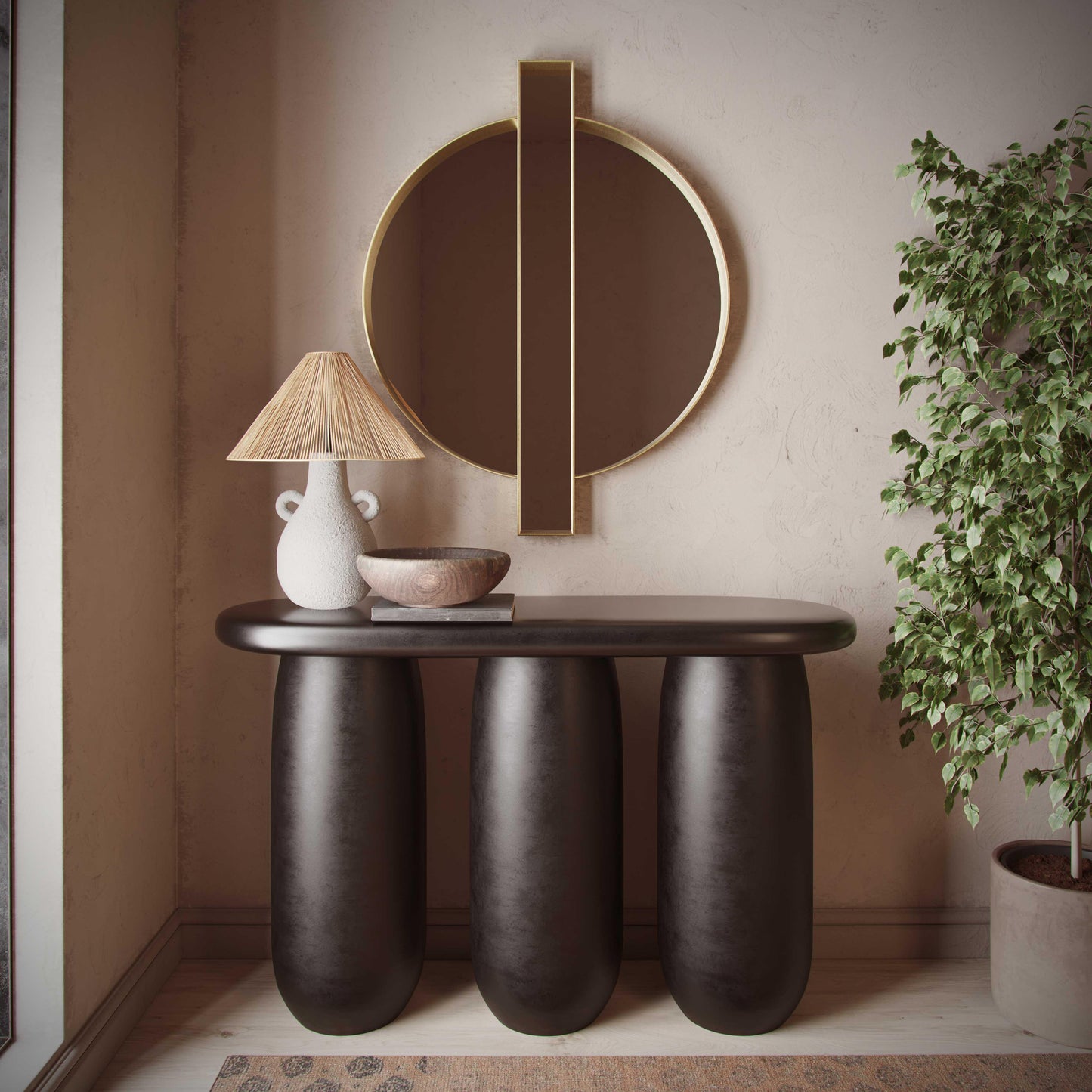 Rahul 49" Textured Console Table Black by Tov Furniture