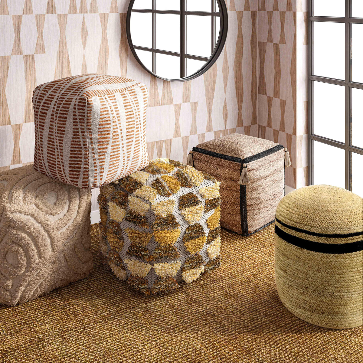 Ember Natural and Cream Woven Pouf by TOV Furniture – photo 2 of 6
