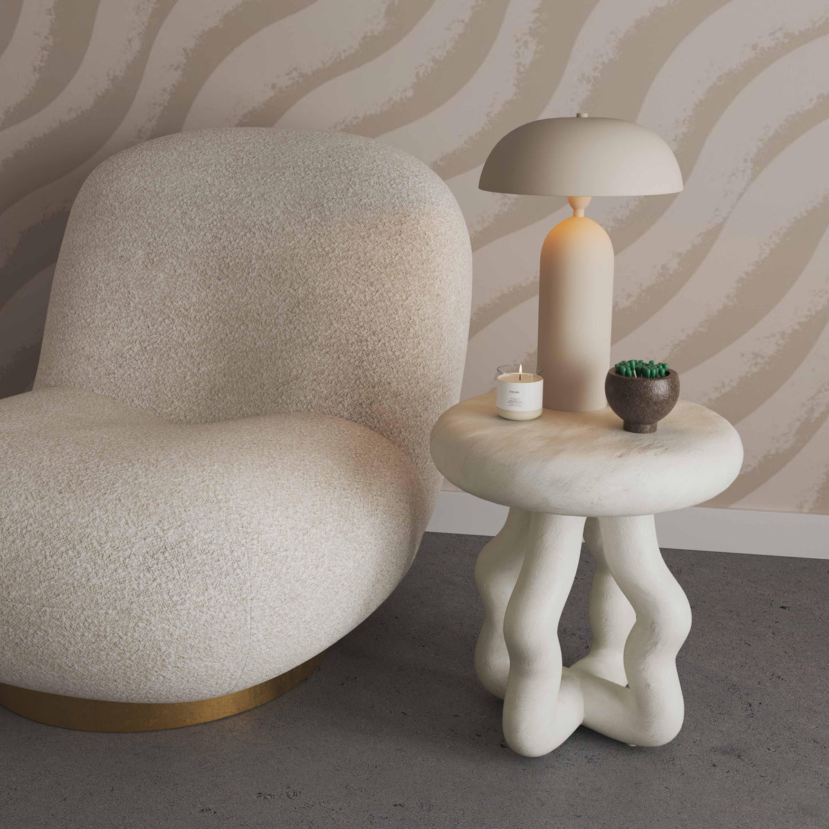 Maddie Cream Textured Side Table by TOV Furniture – photo 2 of 6