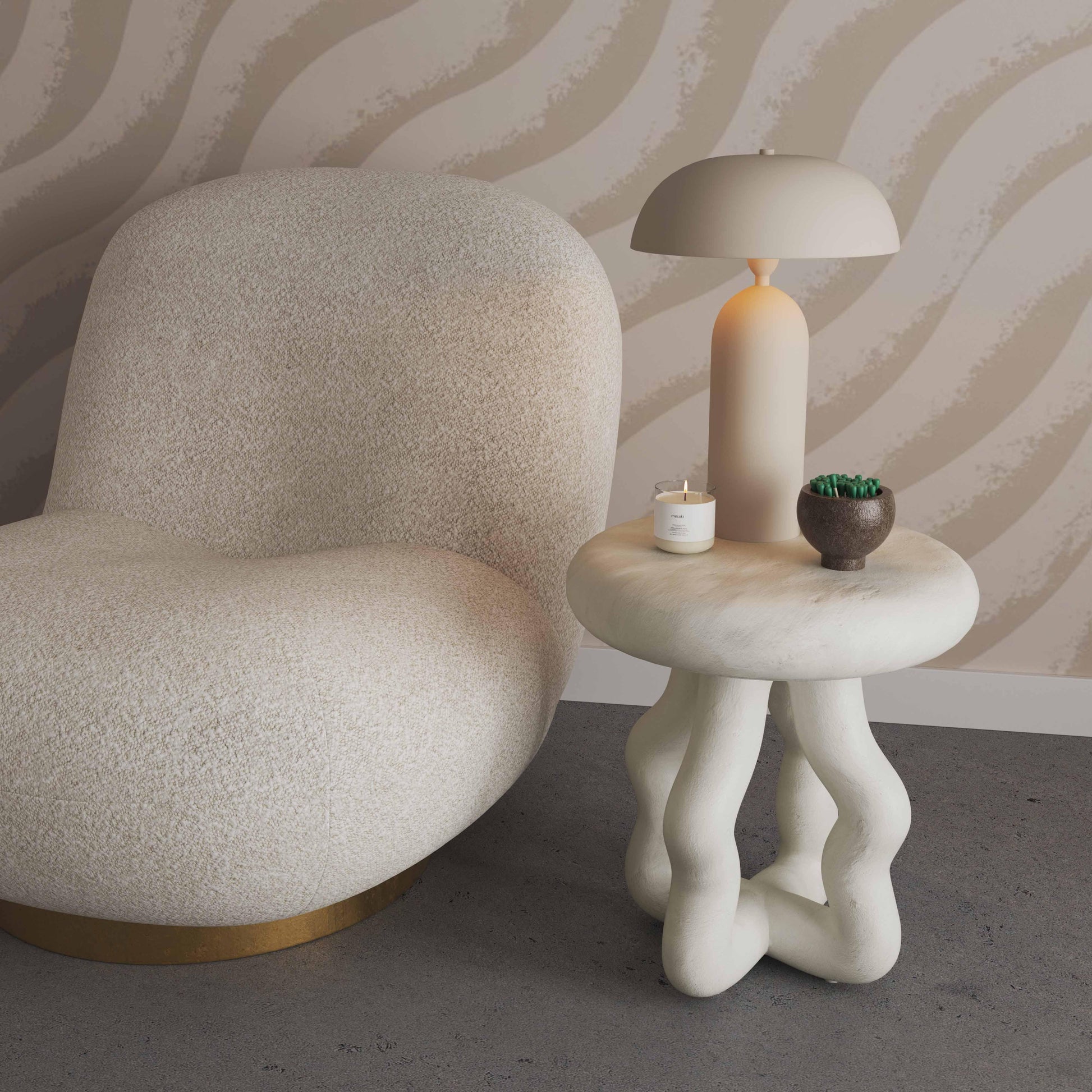 Maddie Cream Textured Side Table Cream by Tov Furniture