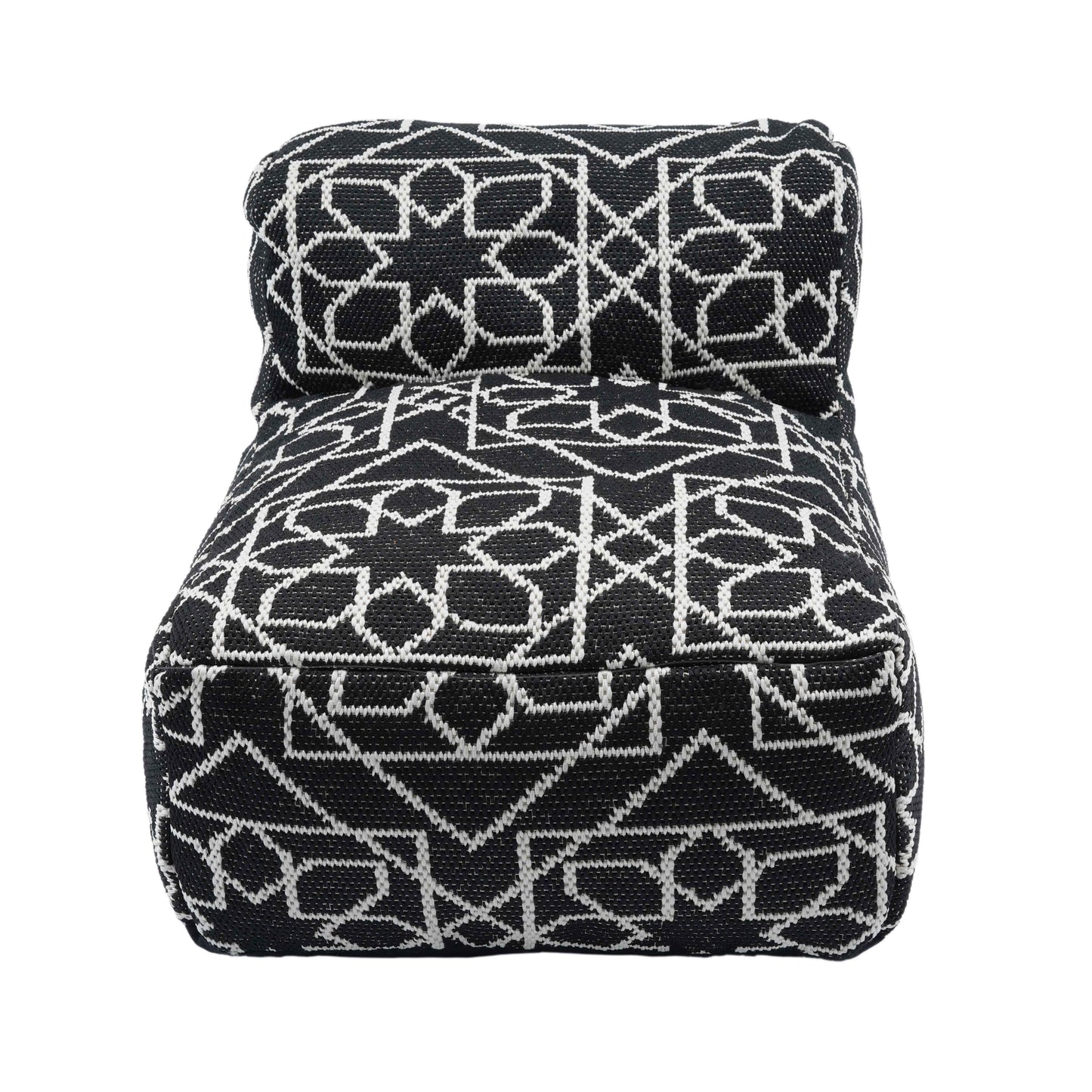 Chiara Indoor/Outdoor Black Accent Pouf Black and White by Tov Furniture