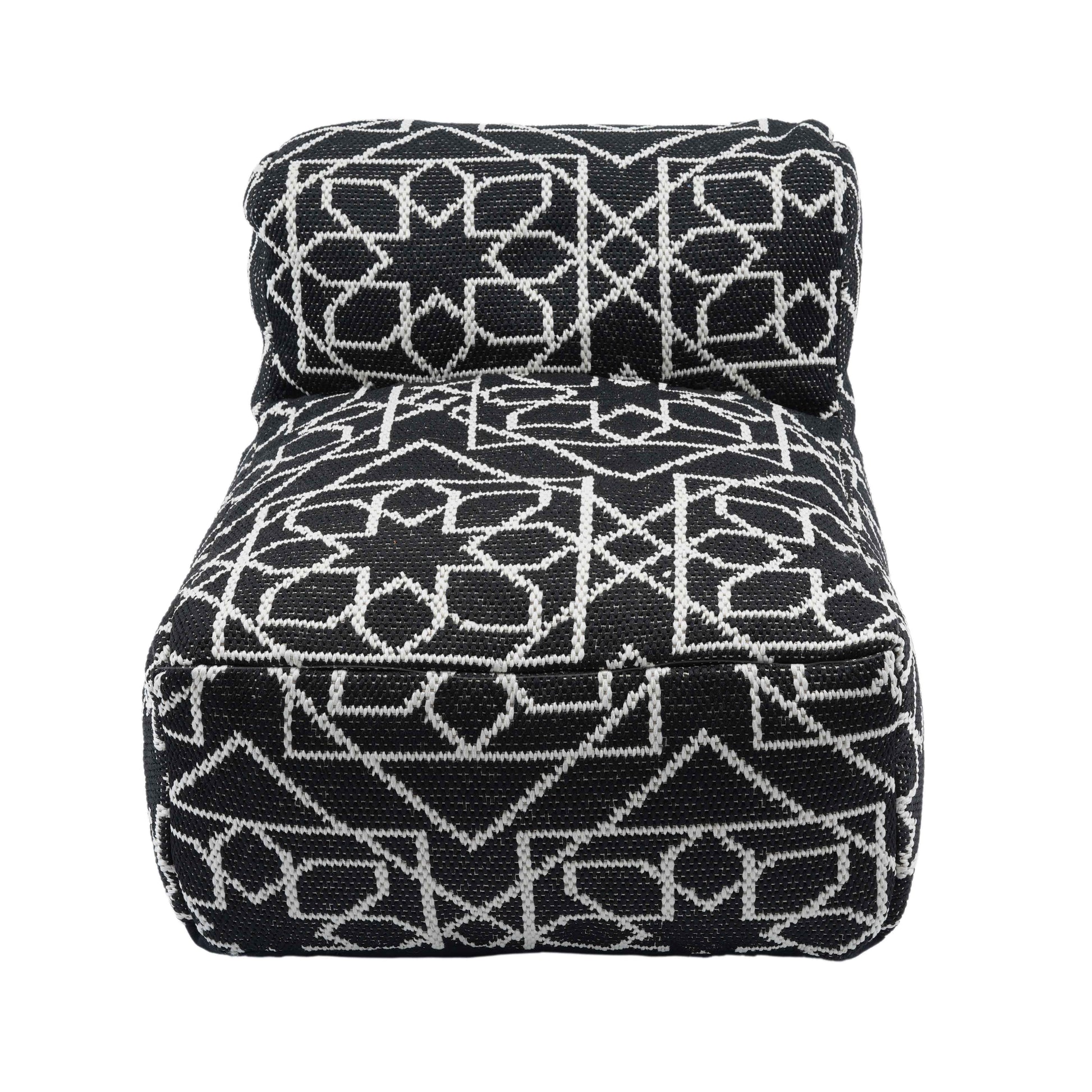 Chiara Indoor/Outdoor Black Accent Pouf Black and White by Tov Furniture