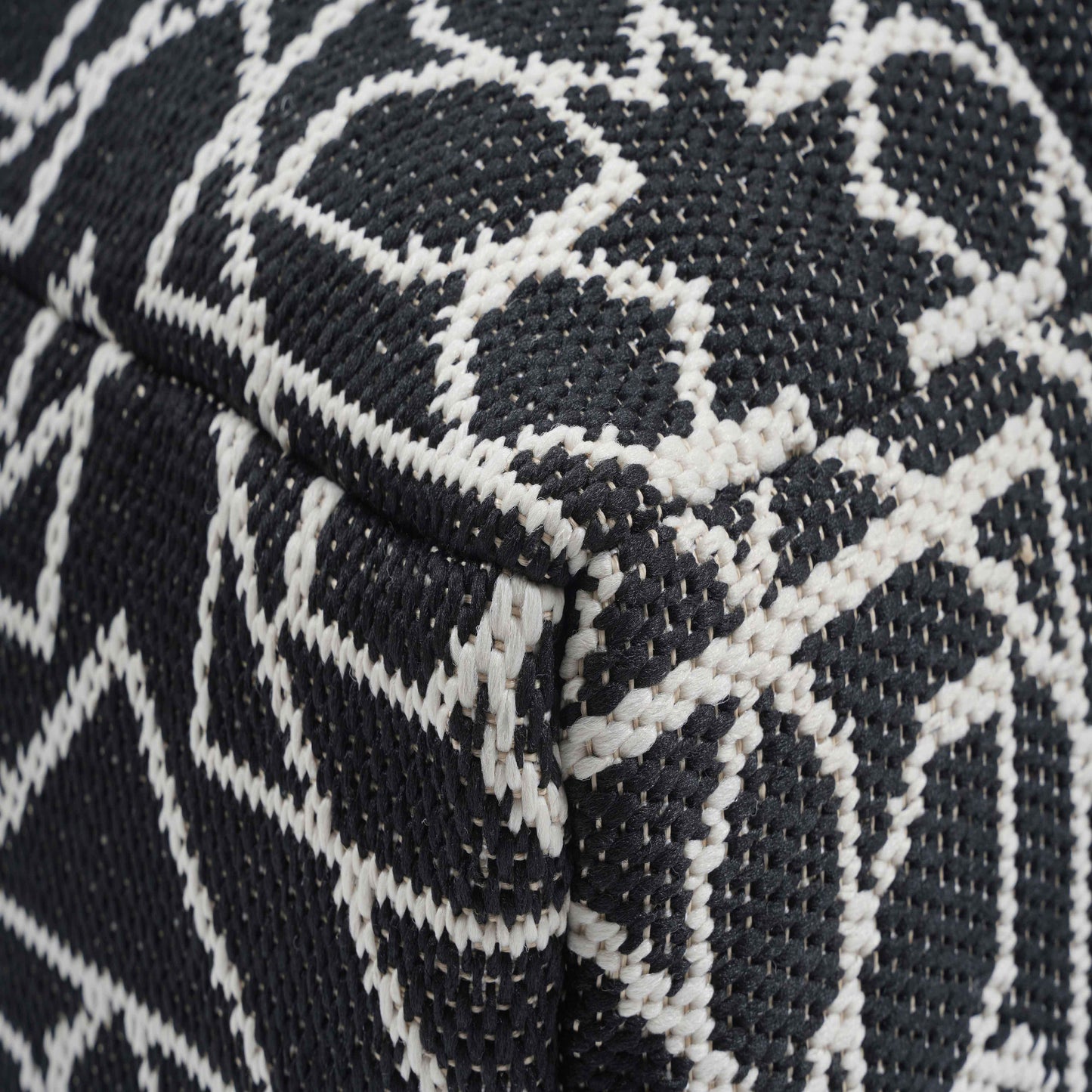 Chiara Indoor/Outdoor Black Accent Pouf Black and White by Tov Furniture
