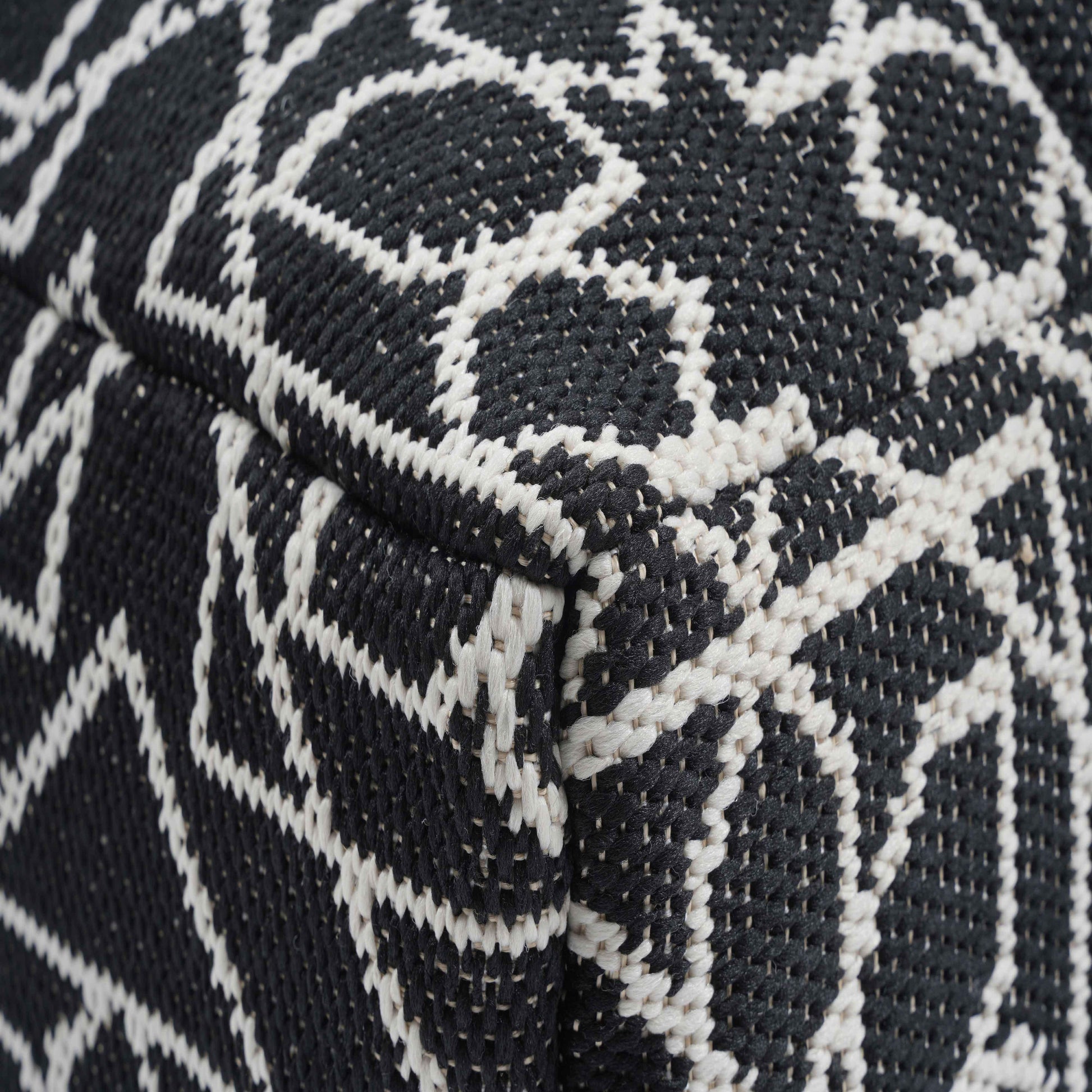 Chiara Indoor/Outdoor Black Accent Pouf Black and White by Tov Furniture