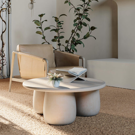 Rahul 34" Cream Round Coffee Table by TOV Furniture – photo 2 of 6