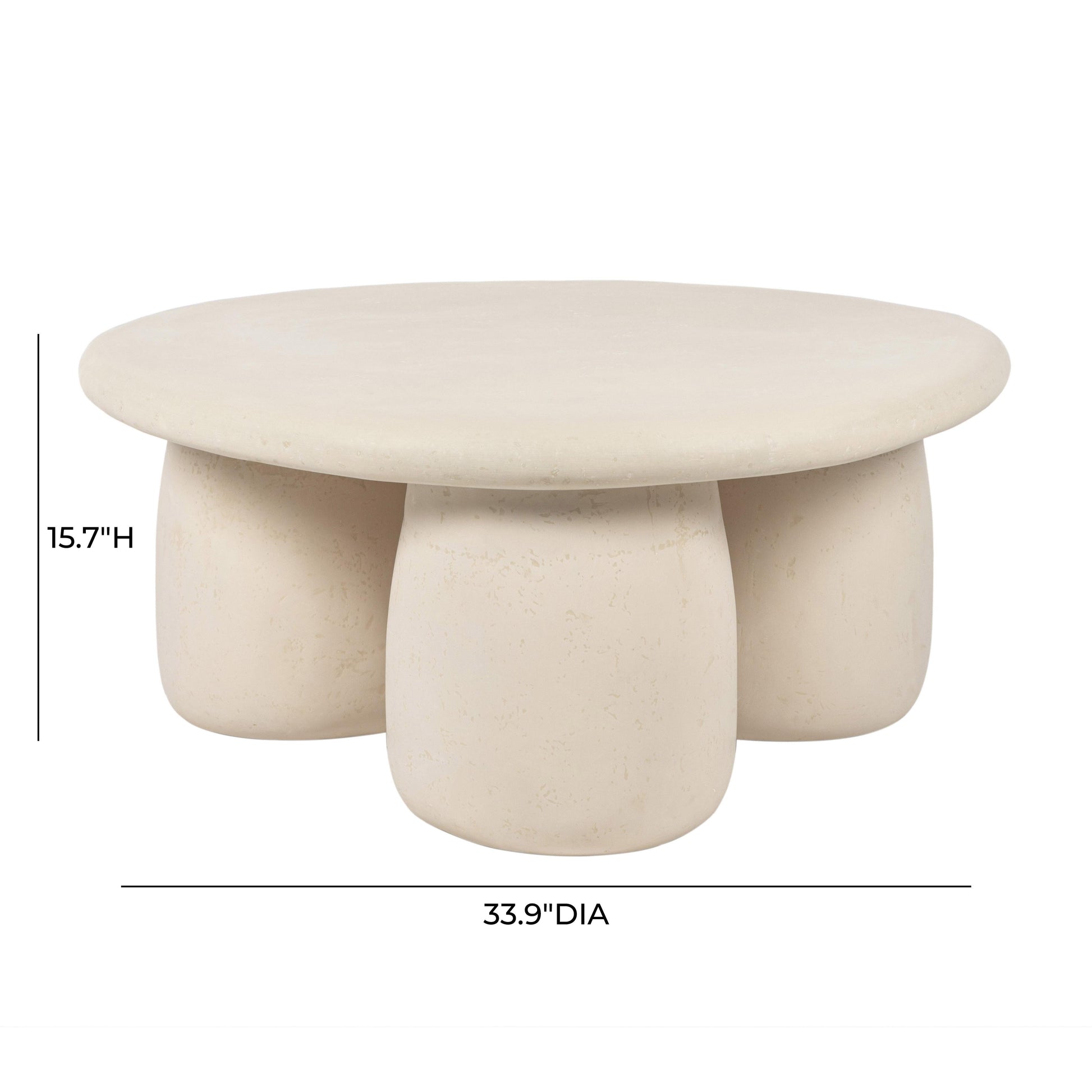 Rahul 34 Cream Round Coffee Table by TOV Oc18720