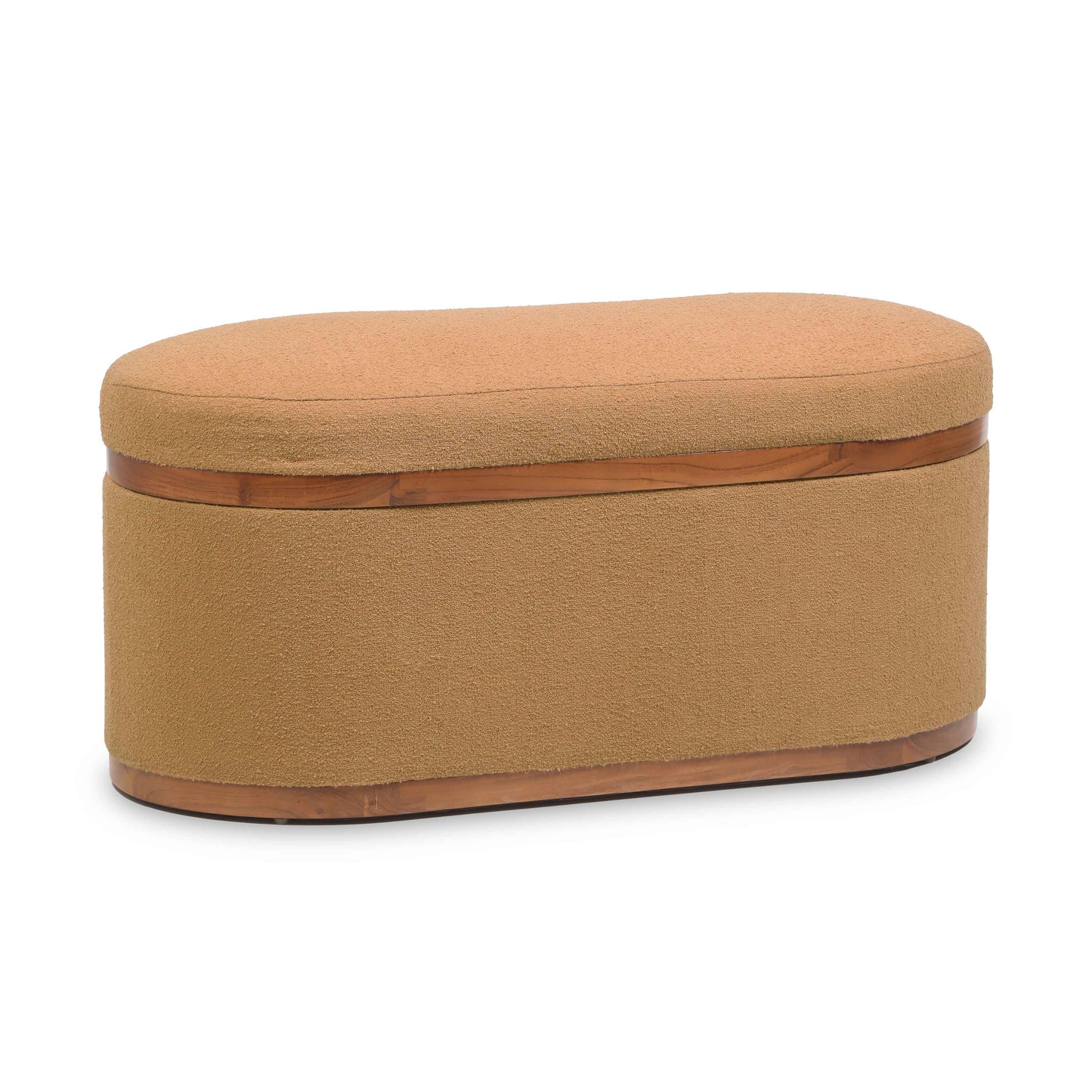 Olivier 41" Boucle Oval Storage Ottoman Peach by Tov Furniture