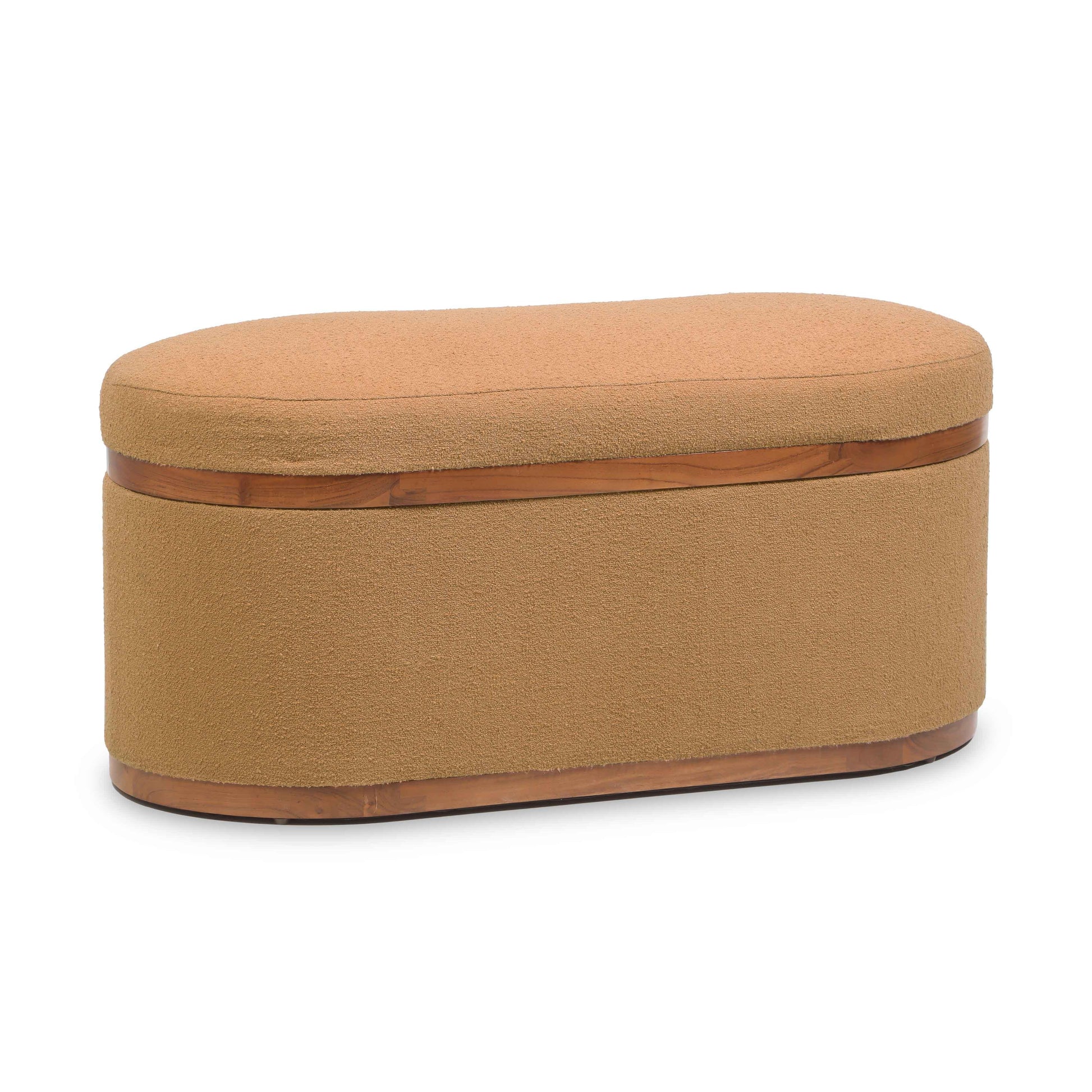 Olivier 41" Boucle Oval Storage Ottoman Peach by Tov Furniture