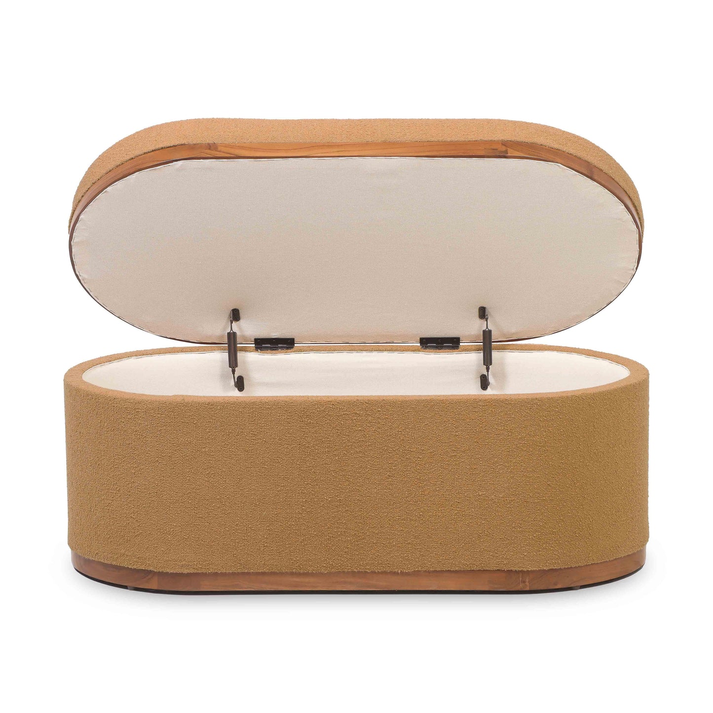 Olivier 41" Boucle Oval Storage Ottoman Peach by Tov Furniture