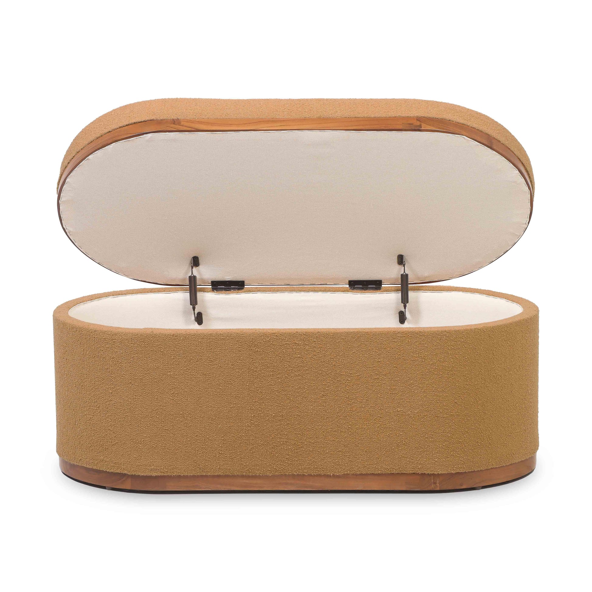 Olivier 41" Boucle Oval Storage Ottoman Peach by Tov Furniture