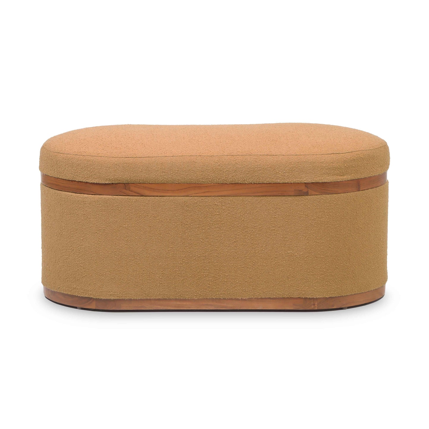 Olivier 41" Boucle Oval Storage Ottoman Peach by Tov Furniture