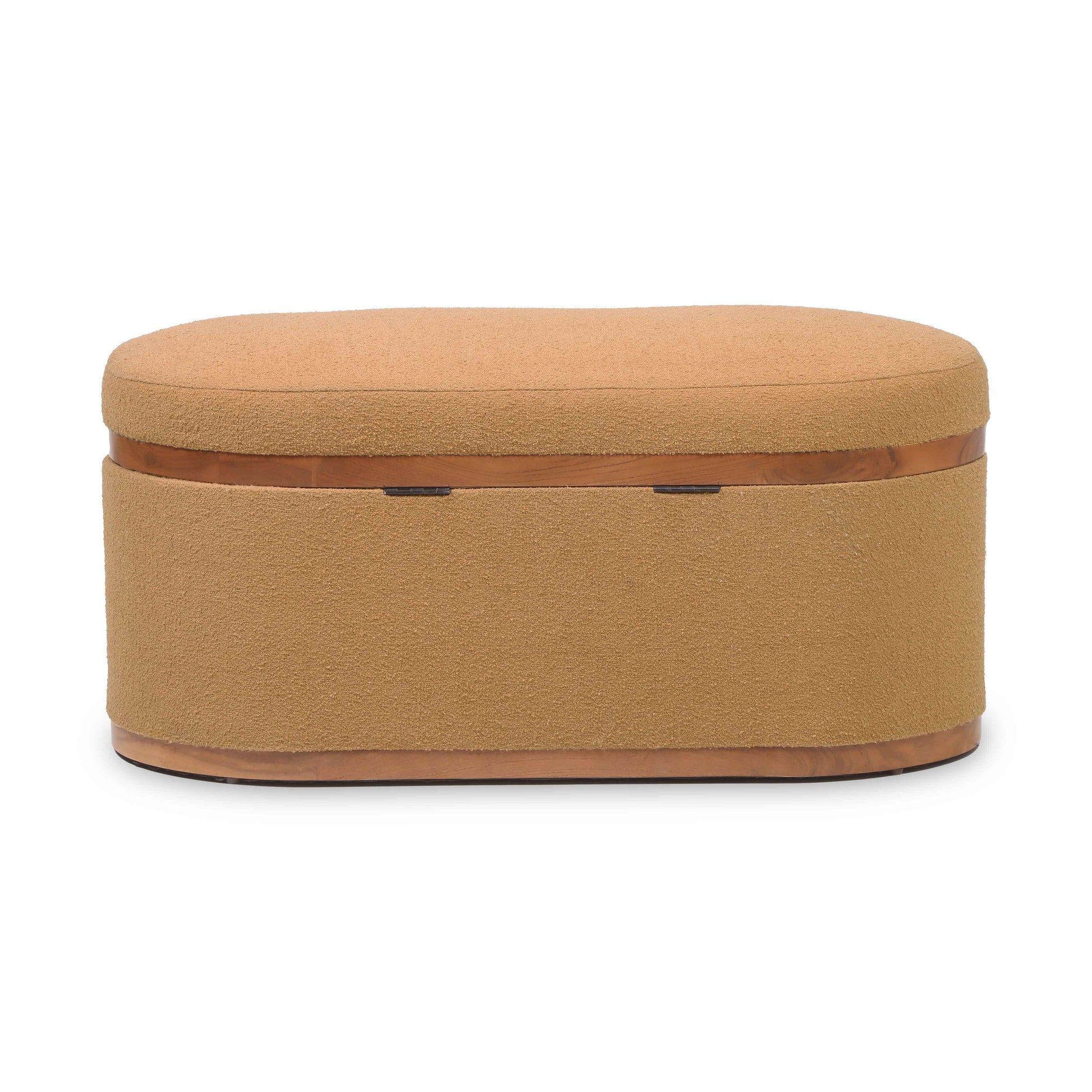 Olivier 41" Boucle Oval Storage Ottoman Peach by Tov Furniture