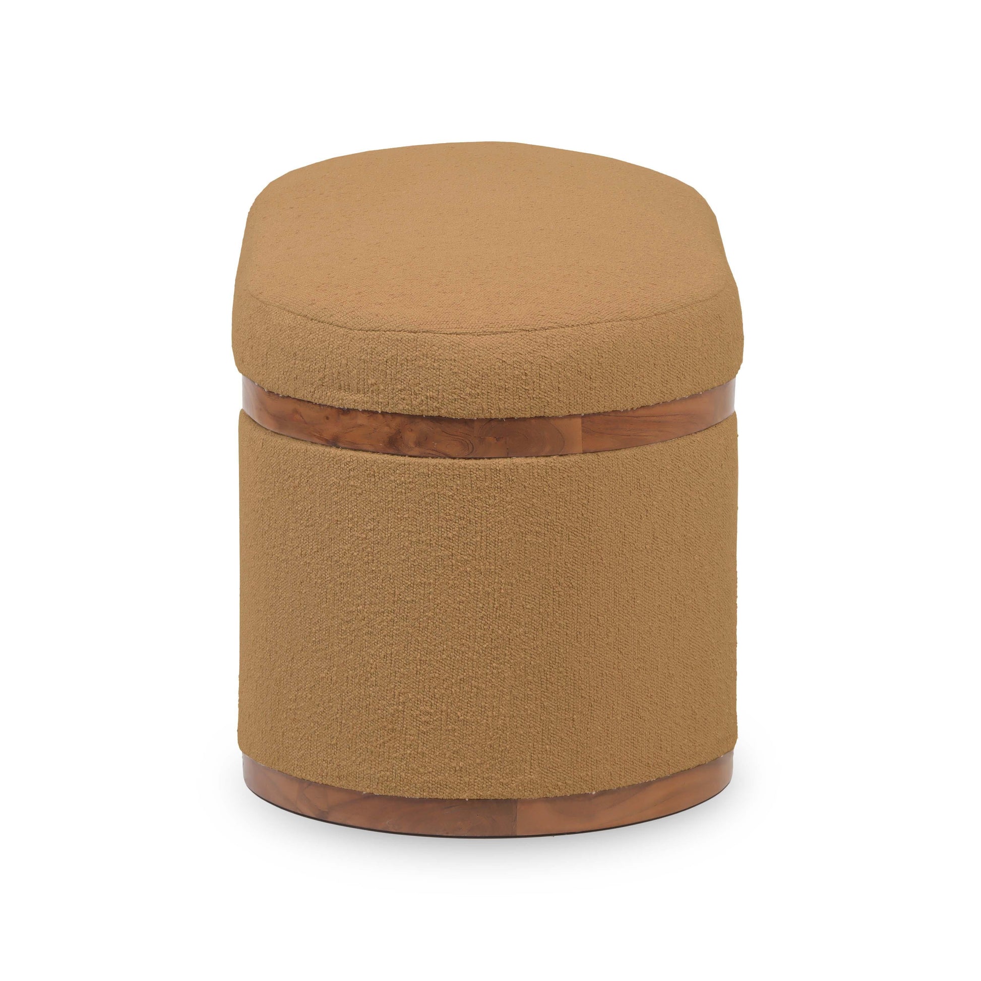 Olivier 41" Boucle Oval Storage Ottoman Peach by Tov Furniture