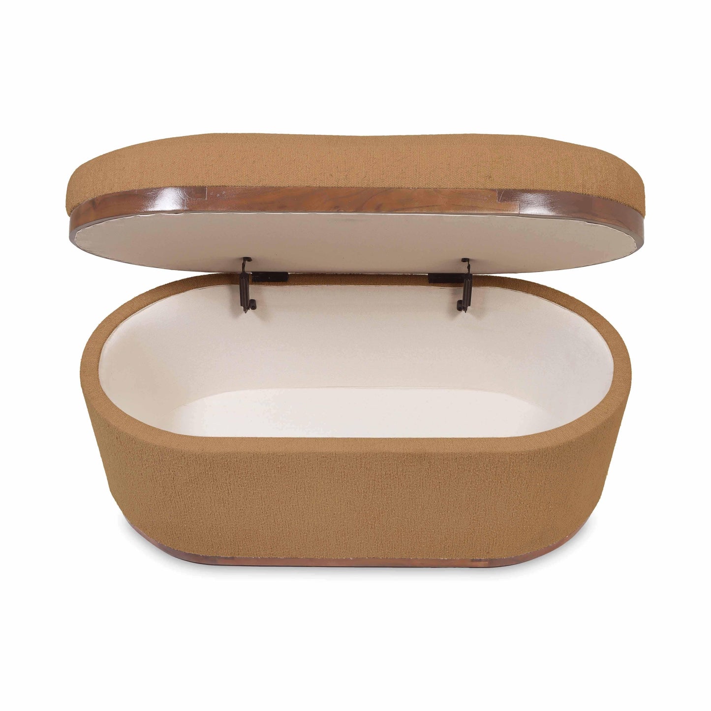 Olivier 41" Boucle Oval Storage Ottoman Peach by Tov Furniture