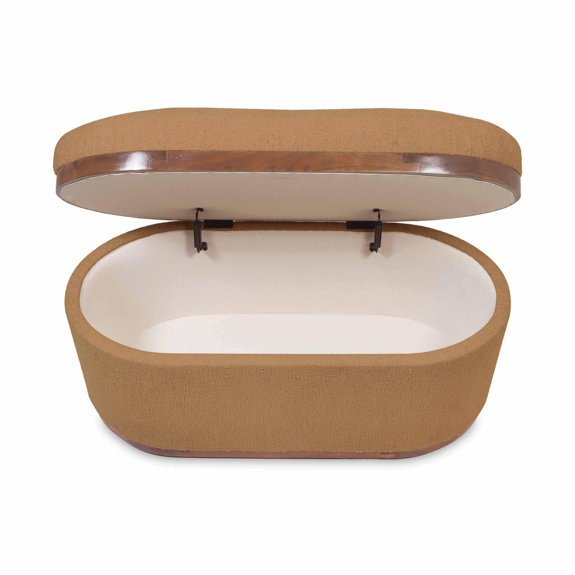 Olivier 41" Boucle Oval Storage Ottoman Peach by Tov Furniture