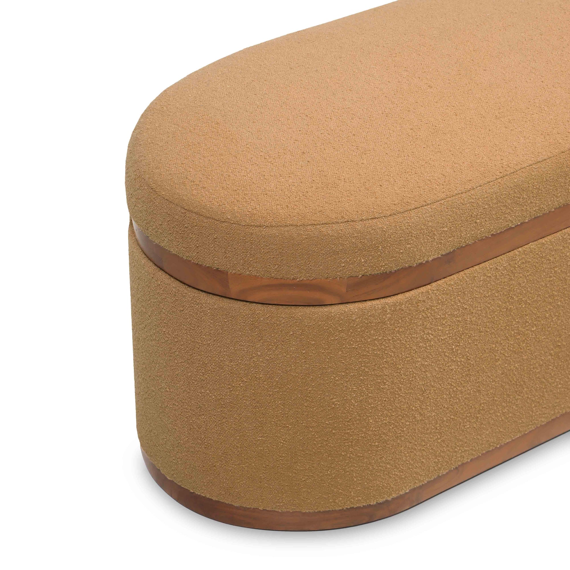 Olivier 41" Boucle Oval Storage Ottoman Peach by Tov Furniture