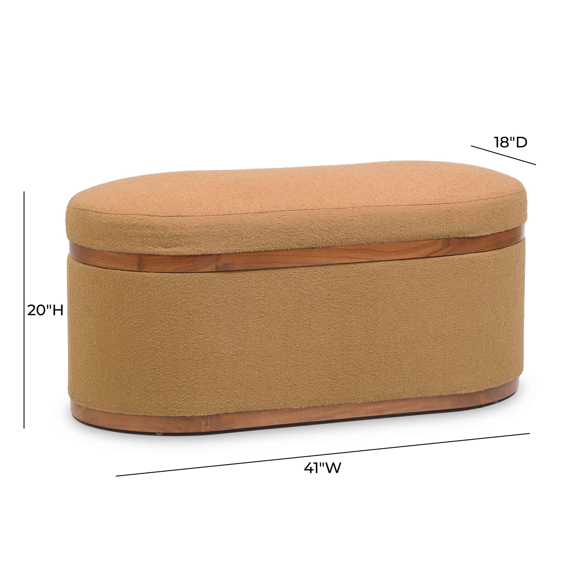 Olivier 41" Boucle Oval Storage Ottoman Peach by Tov Furniture