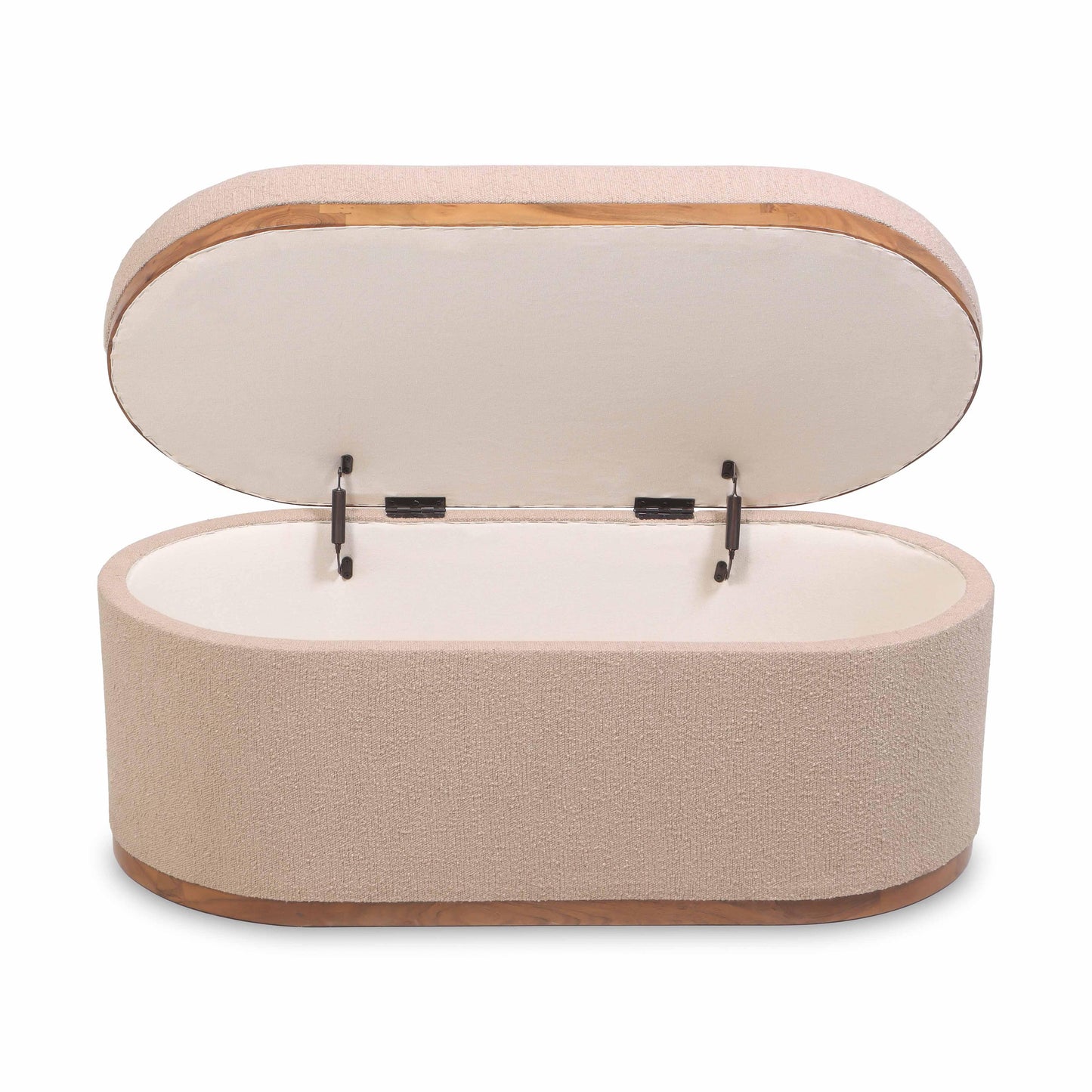 Olivier 41" Boucle Oval Storage Ottoman Ivory by Tov Furniture