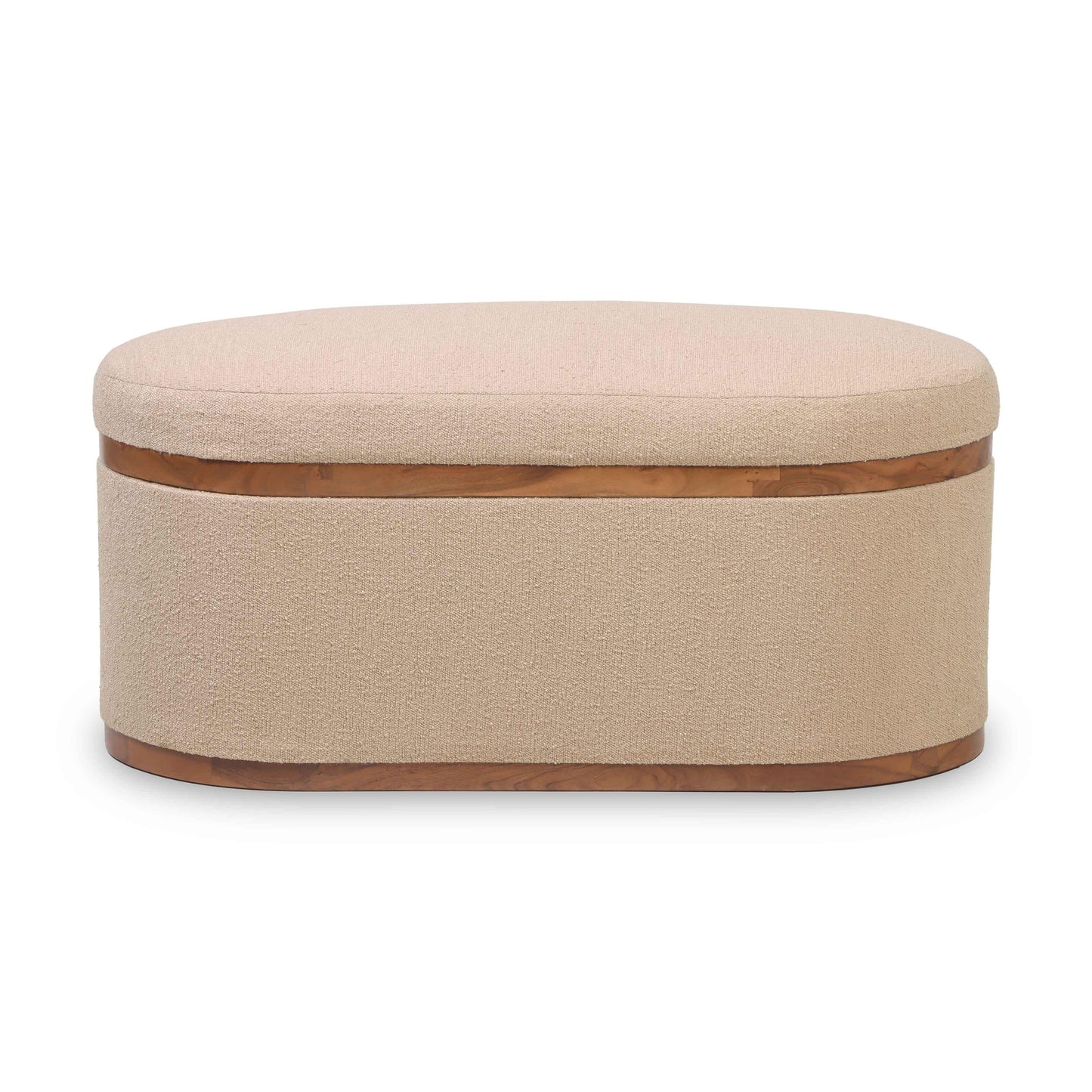 Olivier 41" Boucle Oval Storage Ottoman Ivory by Tov Furniture