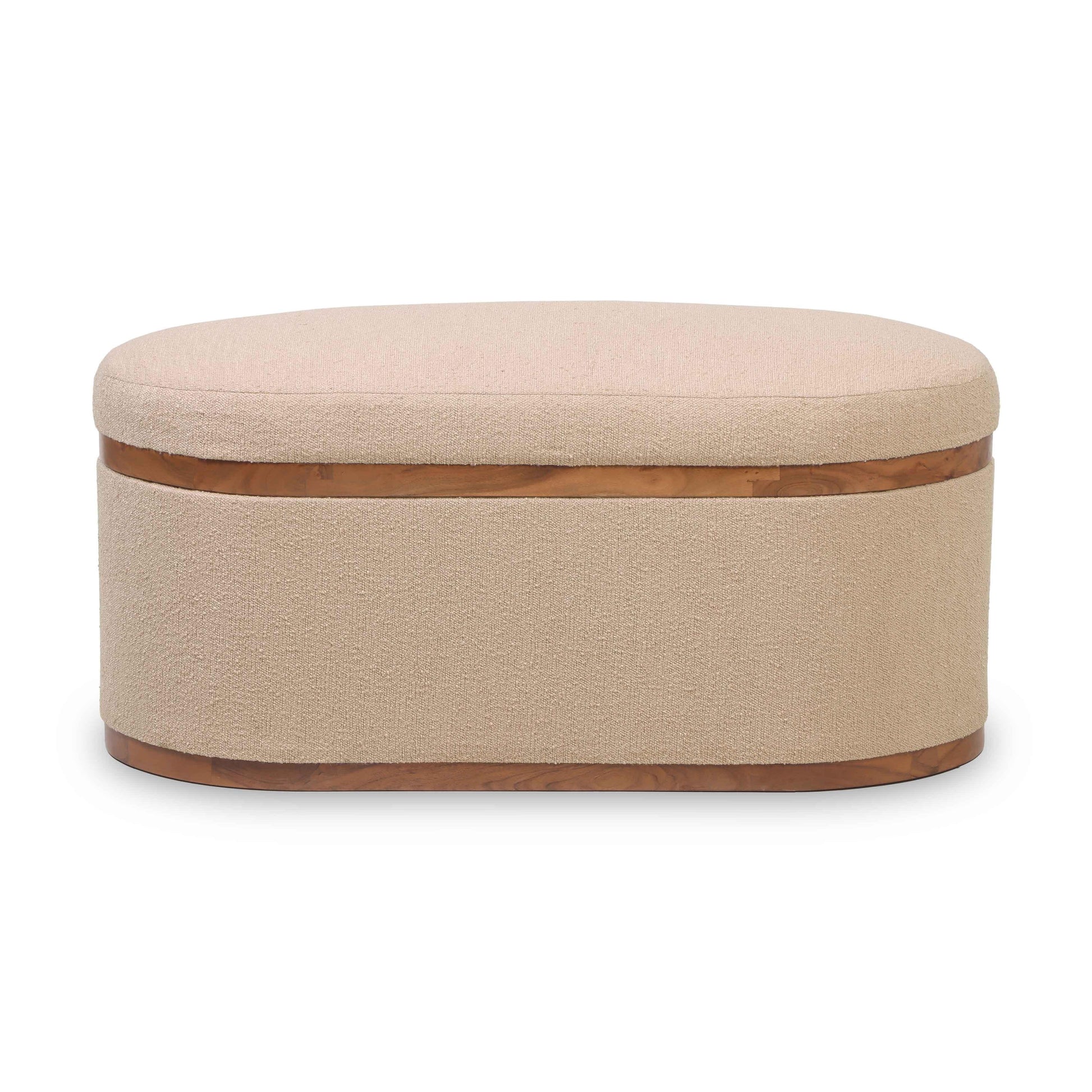 Olivier 41" Boucle Oval Storage Ottoman Ivory by Tov Furniture