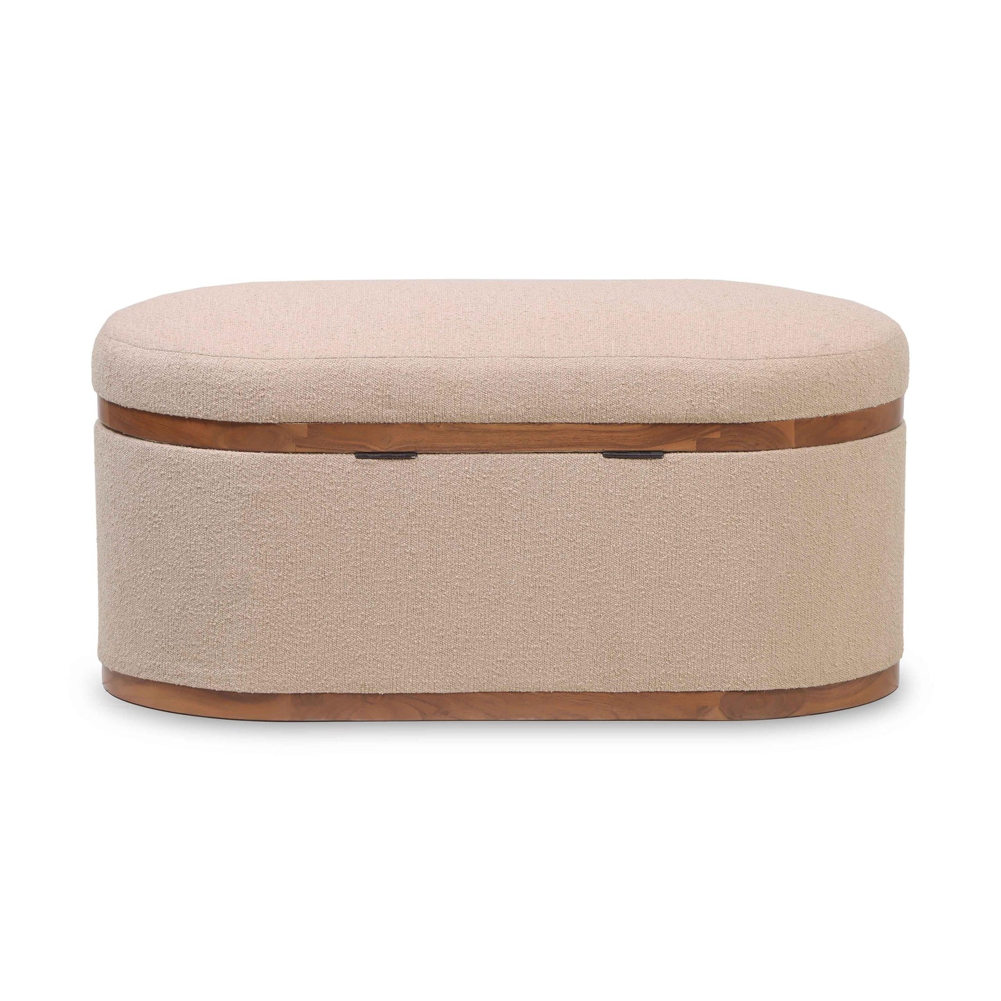 Olivier 41" Boucle Oval Storage Ottoman Ivory by Tov Furniture