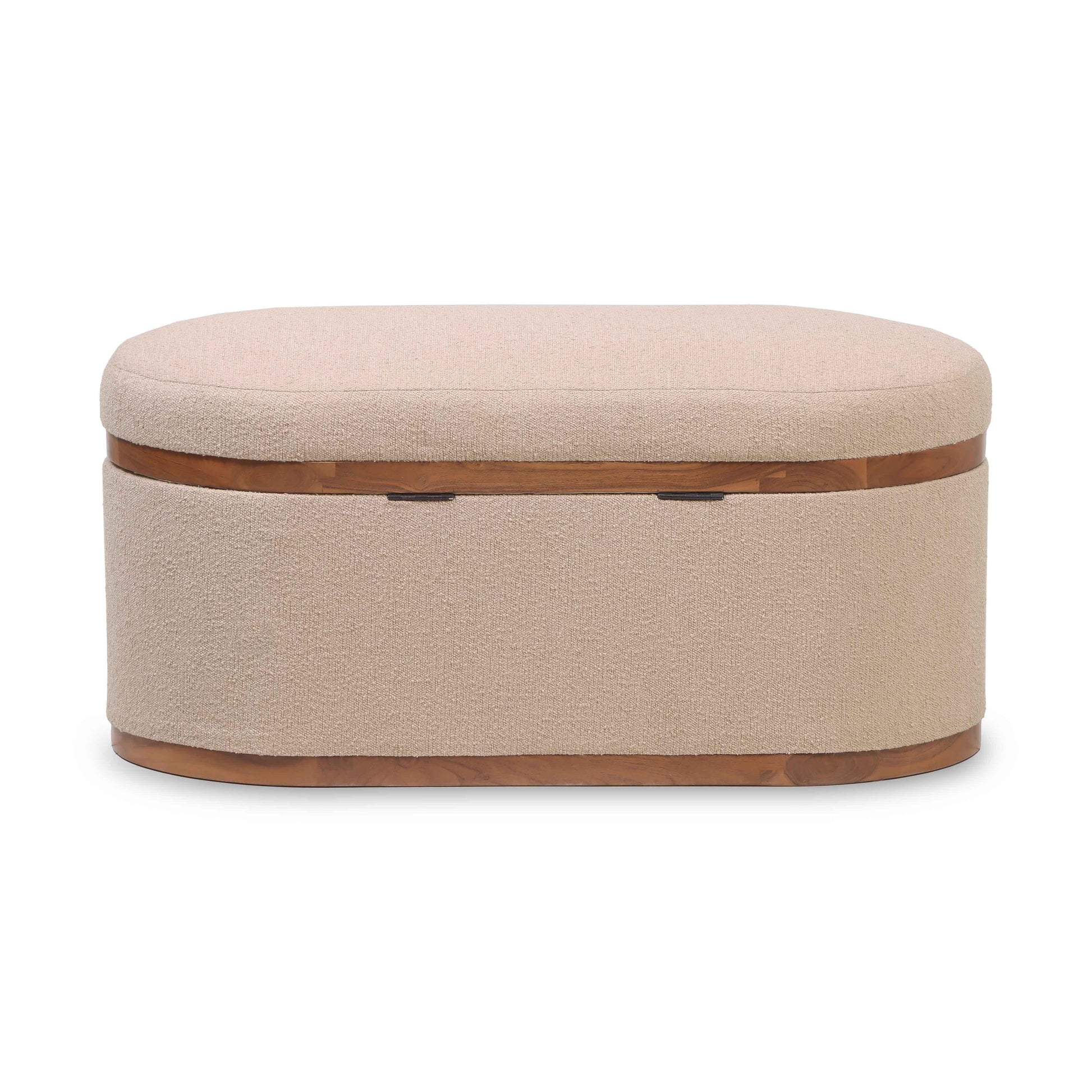 Olivier 41" Boucle Oval Storage Ottoman Ivory by Tov Furniture