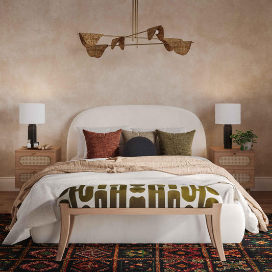 Arielle 48" Olive & White Embroidered Bench by TOV Furniture – photo 2 of 6