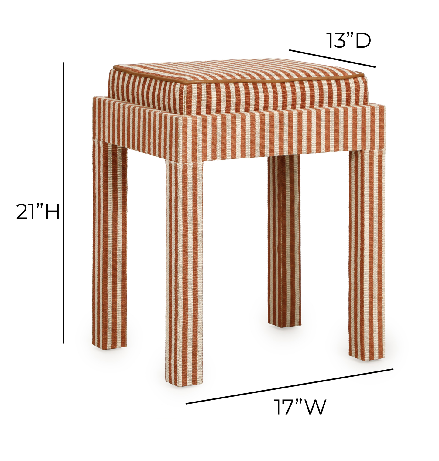 Kora Cotton Jute Contract-Grade Accent Stool Terracotta by Tov Furniture