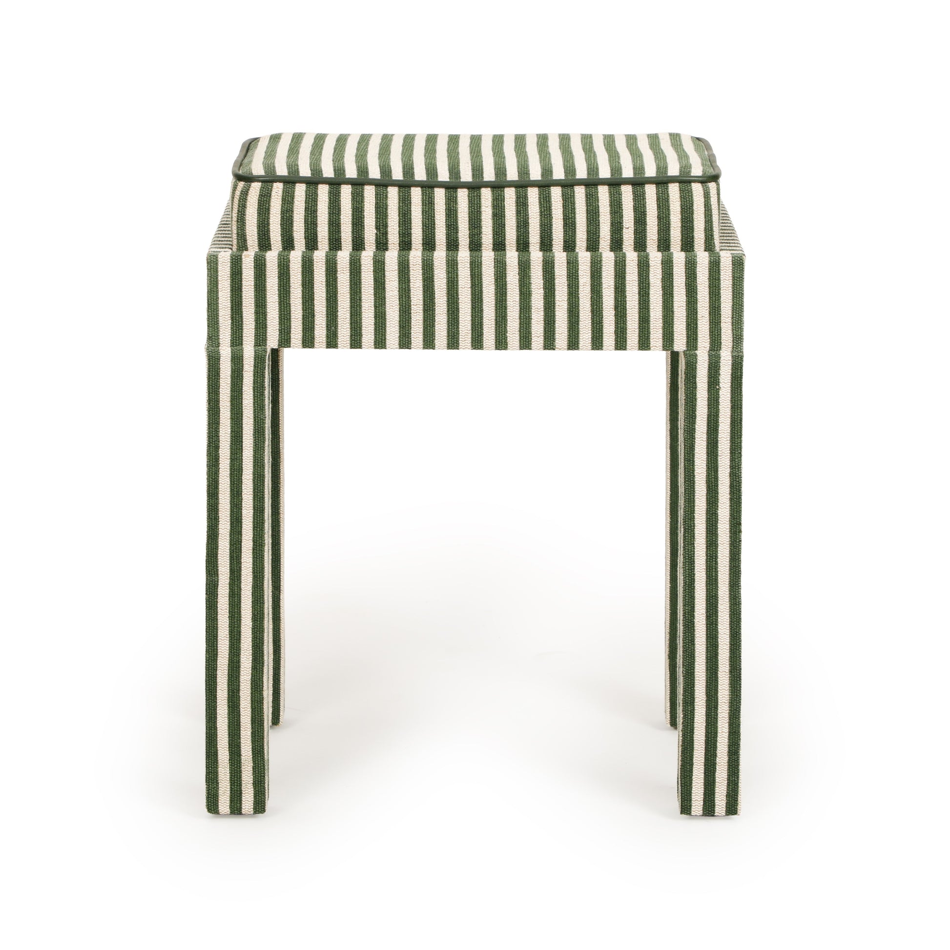 Kora Cotton Jute Contract-Grade Accent Stool Green Stripes by Tov Furniture