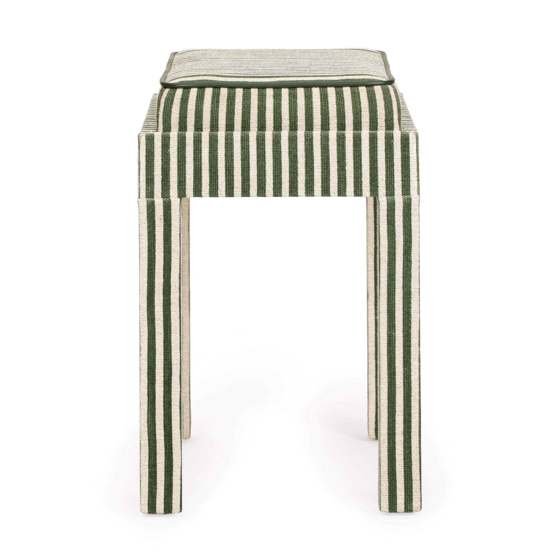 Kora Cotton Jute Contract-Grade Accent Stool Green Stripes by Tov Furniture