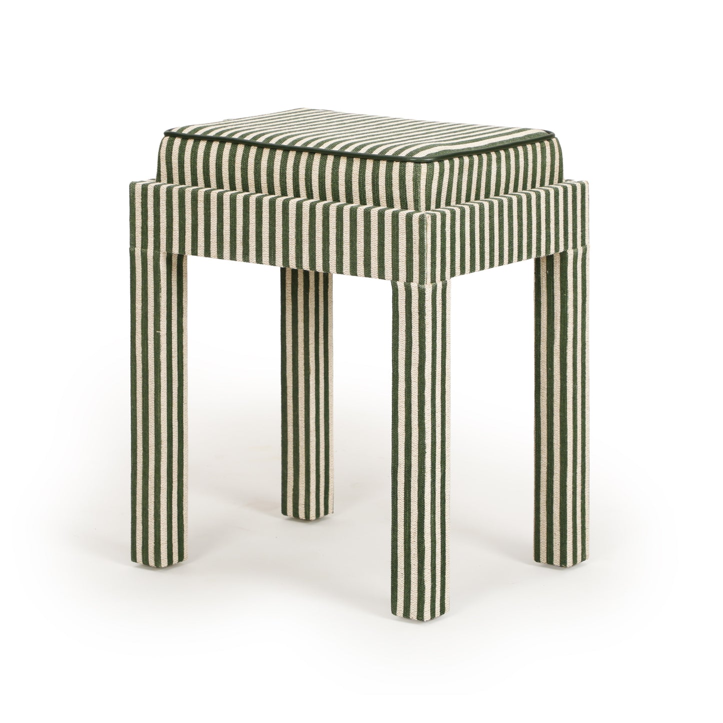 Kora Cotton Jute Contract-Grade Accent Stool Green Stripes by Tov Furniture
