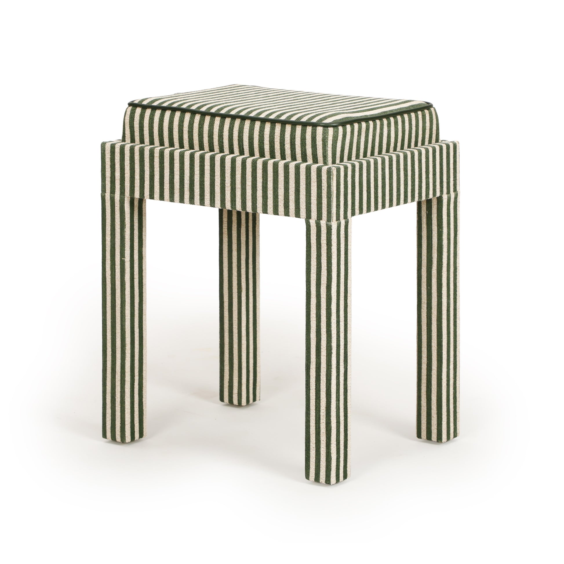 Kora Cotton Jute Contract-Grade Accent Stool Green Stripes by Tov Furniture