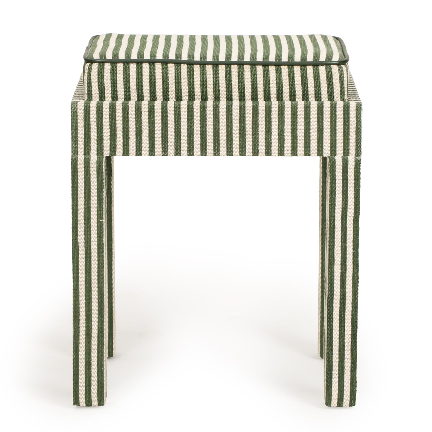 Kora Cotton Jute Contract-Grade Accent Stool Green Stripes by Tov Furniture
